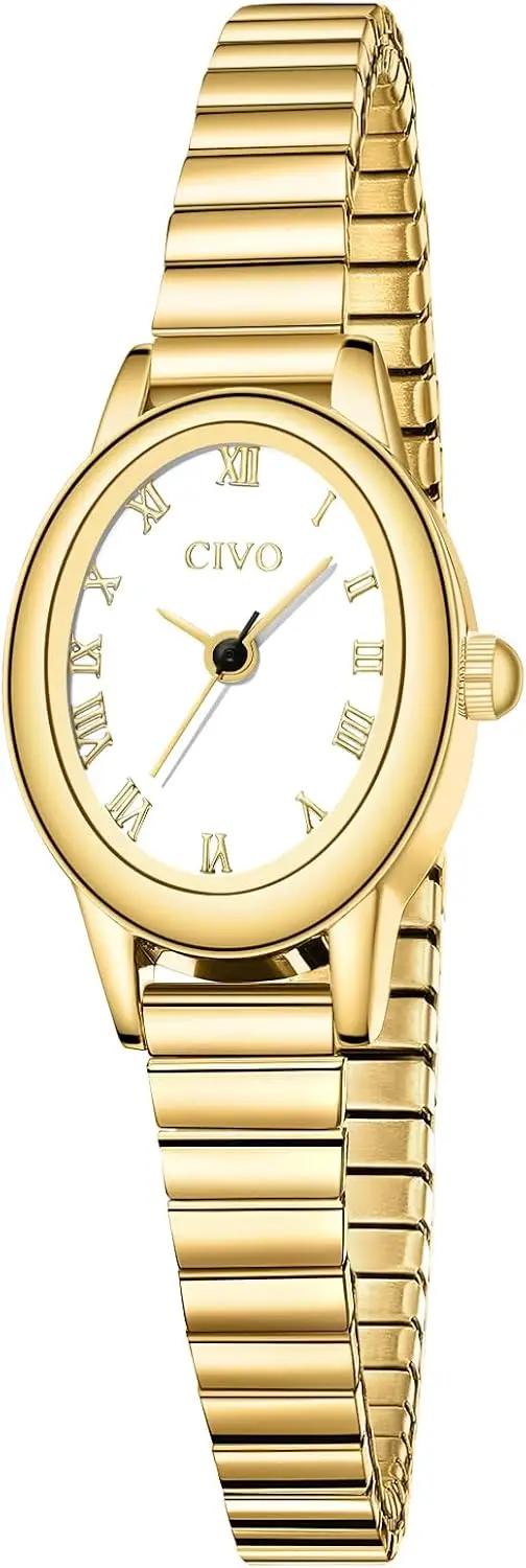 CIVO Small Gold Watches for Women: Vintage Roman Dial Analog Watch with Expansion Band - Dainty Ladies Watch with Small Wrists - Gifts for Mom Wife Anniversary Birthday