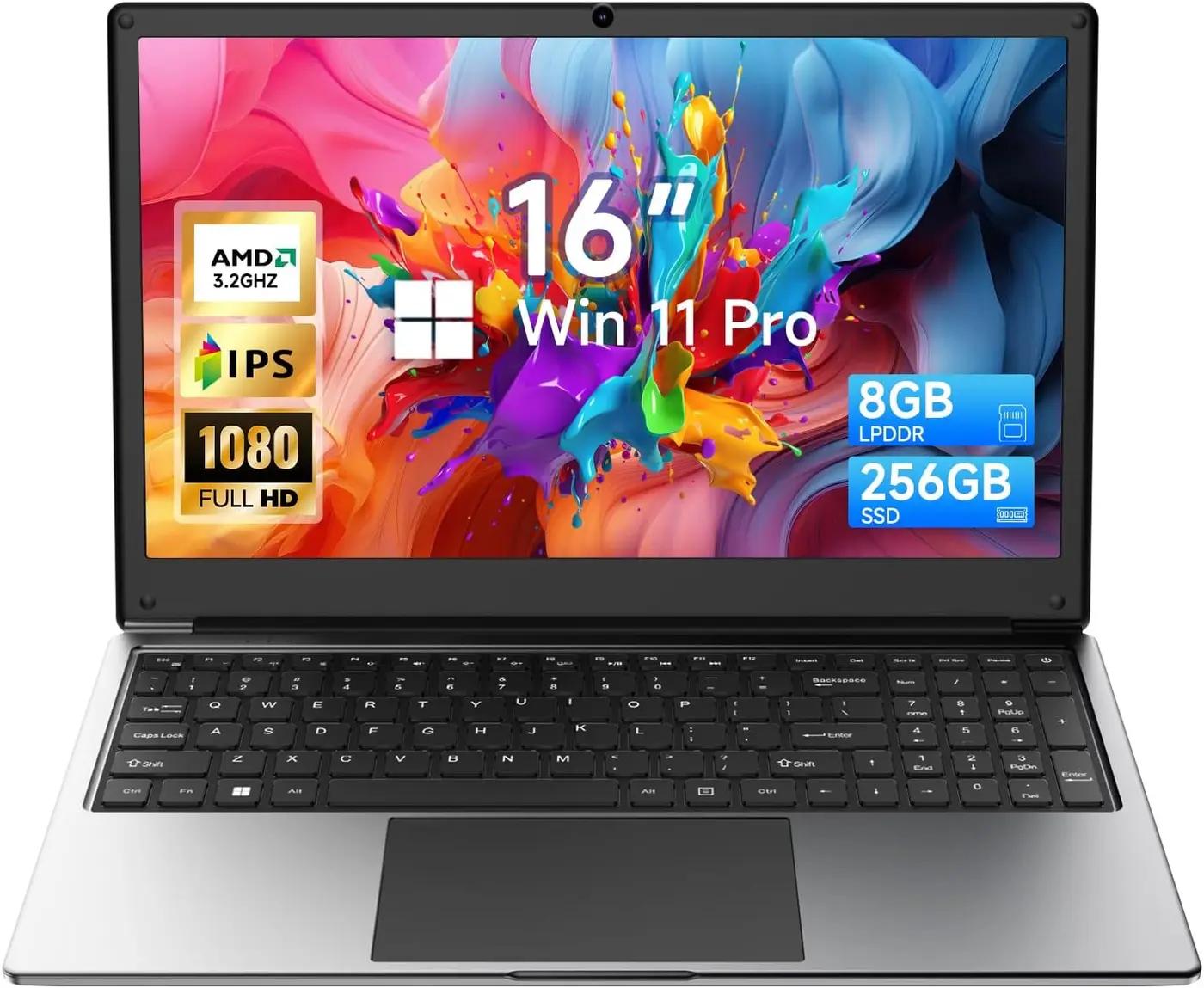 16 inch Laptop Computer, 8 GB RAM 256GB SSD Storage Laptop PC,with AMD A9 Processor(up to 3.2GHz),IPS FHD Display,Win11 Pro,Students &amp; Work Notebook Computer,9000mAh Battery,Cooling System