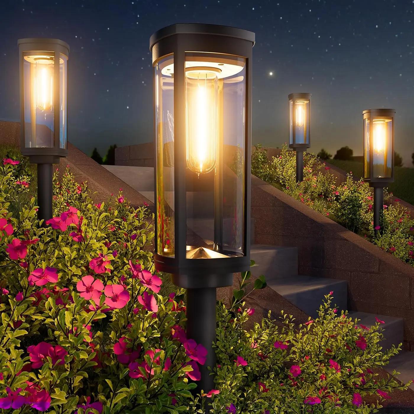 BITPOTT Bright Solar Pathway Lights Outdoor, 8 Pack Solar Powered Garden Lights Waterproof IP65, Auto On/Off Outdoor Light for Lawn Patio Walkway Driveway Decor Landscape Lighting Global Recycled Standard
