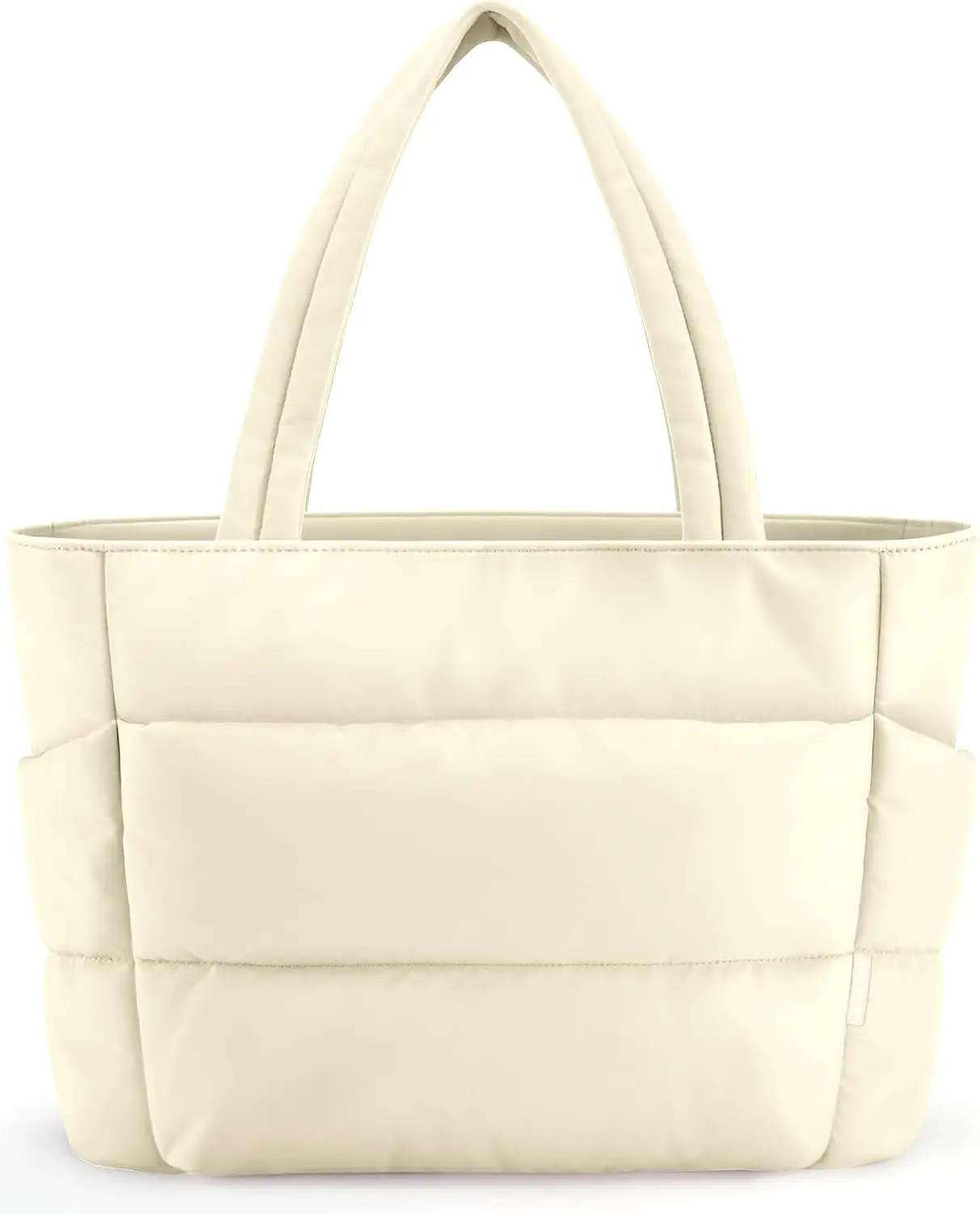 HOTOR Puffer Tote Bag for Women, Nurses - Multi-Pocket Lightweight Bag for Work - Quilted Handbag for Travel and Gym