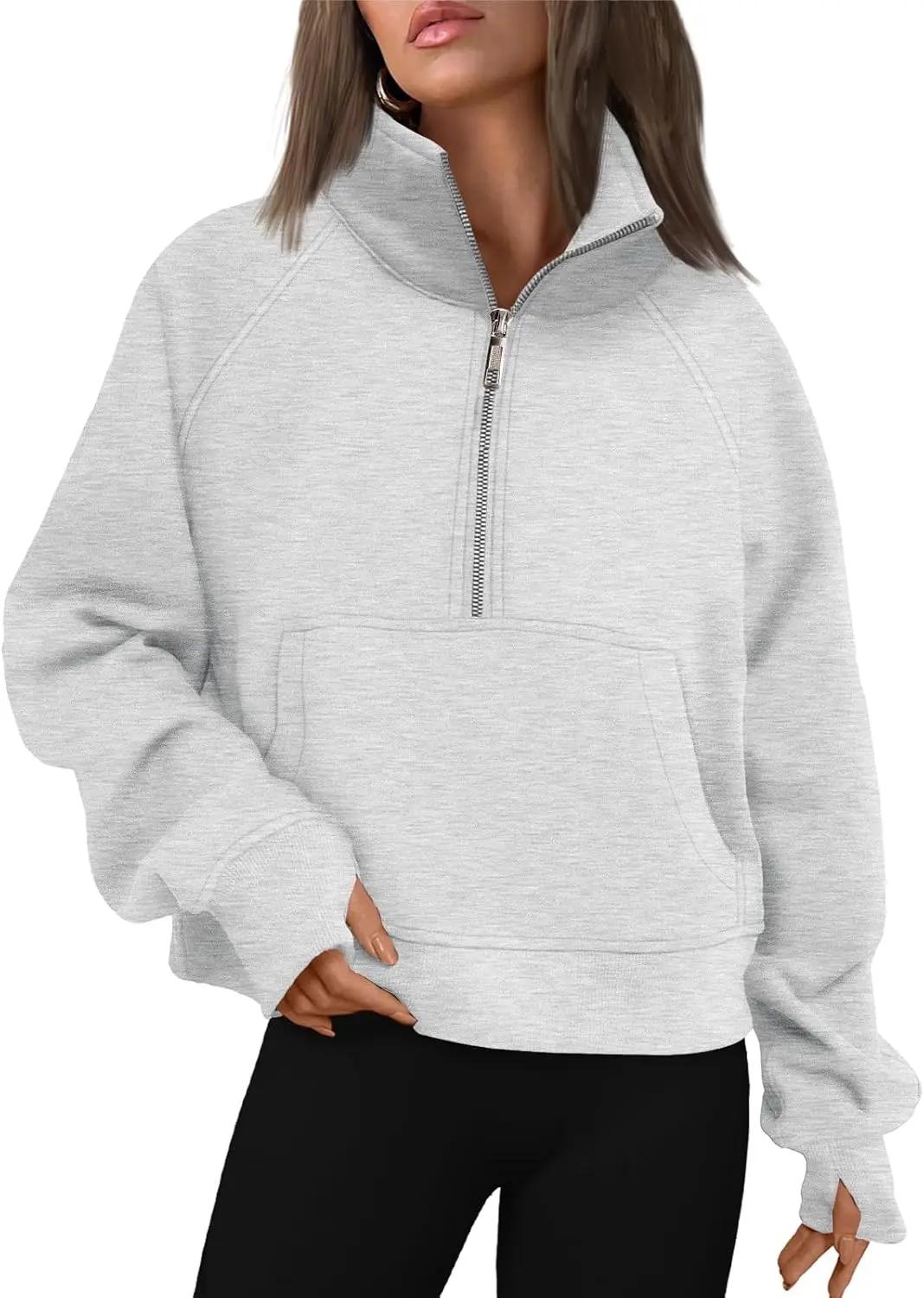AUTOMET Womens Sweatshirts Half Zip Cropped Pullover Fleece Quarter Zipper Hoodies 2026 Fall Fashion Outfits Clothes OEKO-TEX STANDARD 100