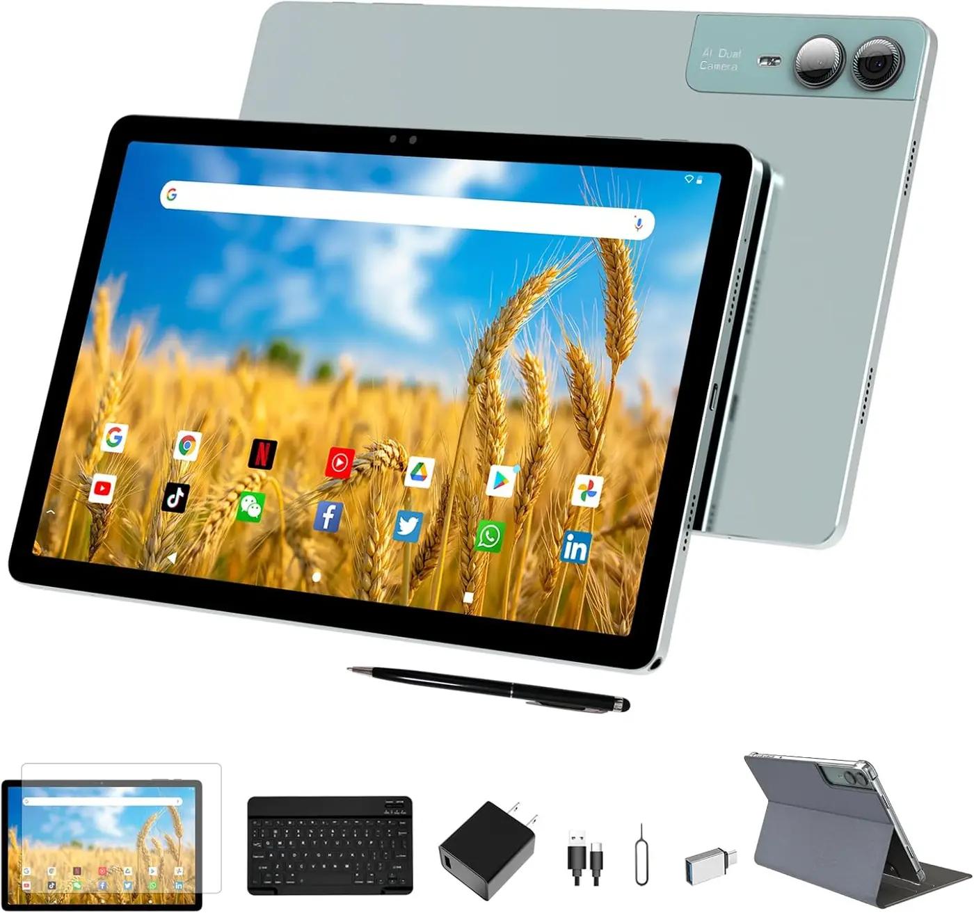 2026 Latest 11 inch Tablet Android 14 2000 * 1200 2K Display 2 in 1 Tablets, T616, 18GB RAM+128GB ROM+1TB Expand, 5+5+13MP Camera, 9000mAh, 4 Speakers, 5G WiFi, Tablet With Keyboard, Stylus, Case