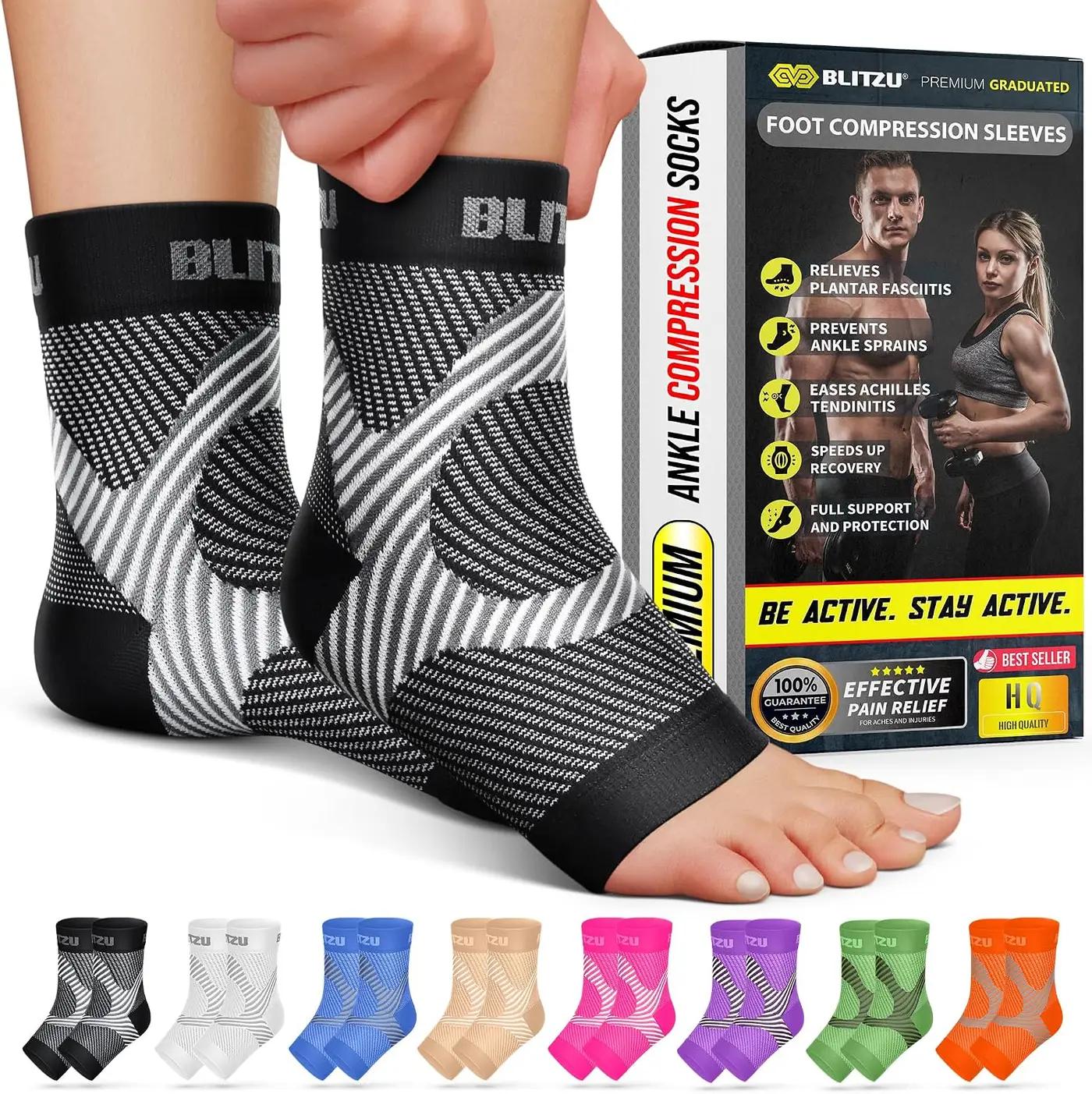 Compression Socks for Plantar Fasciitis, Achilles Tendonitis, Arthritis Relief, Ankle Brace Compression Sleeve with Foot Arch Support, Ankle Wrap for Women, Men, Swelling &amp; Heel Pain Black L-XL OEKO-TEX STANDARD 100