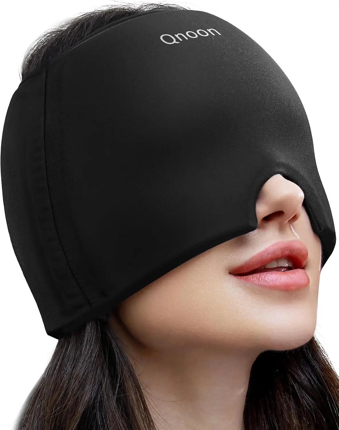 Qnoon Migraine Relief Cap, Headache Relief Cap Mask Products, Cooling Odorless Gel Ice Head Wrap for Tension, Stress,Hangover &amp; Puffy Eyes
