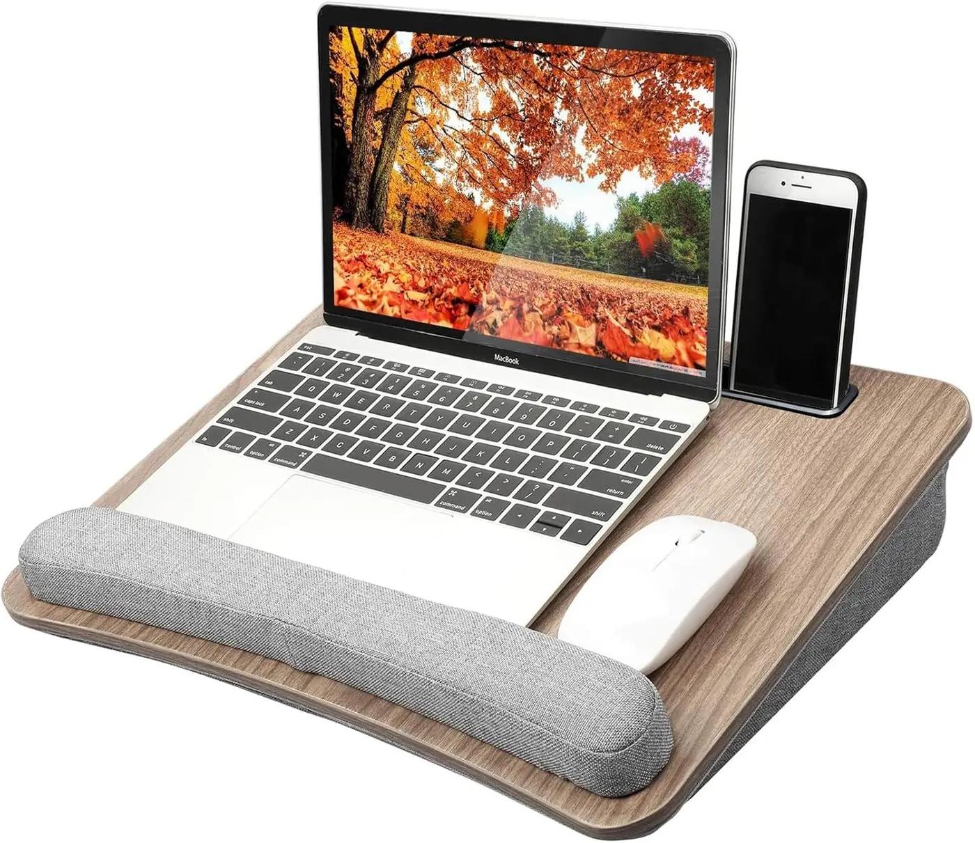 HUANUO Laptop Lap Desk - Portable Lap Desk with Pillow Cushion, Fits up to 15.6 inch Laptop, with Anti-Slip Strip &amp; Storage Function for Home Office Students Use as Computer Laptop Stand, Book Tablet