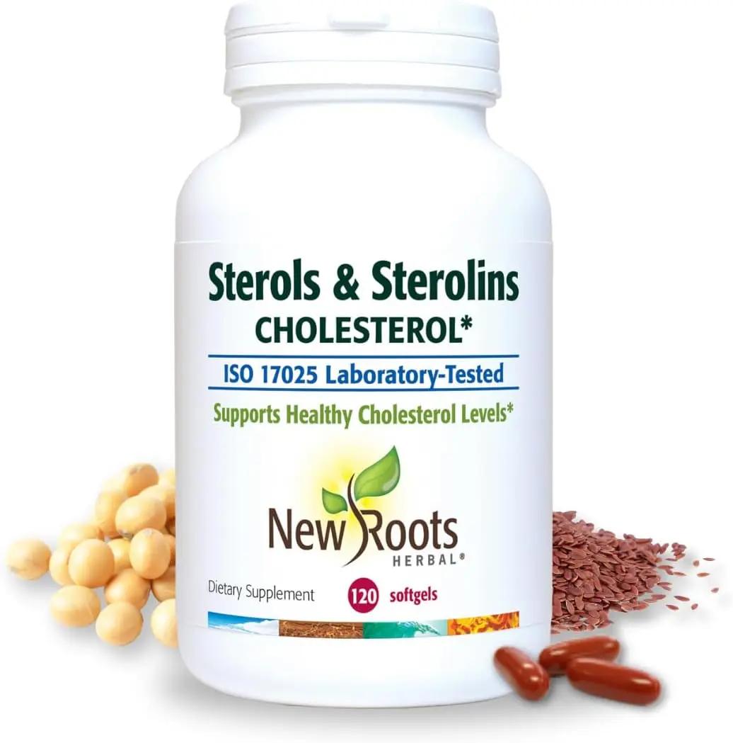 NEW ROOTS HERBAL Plant Sterols and Sterolins Supplement with Organic Flaxseed | Stanols or Phytosterols for Cholesterol Support with Source of Omega-3s (120 Softgels)