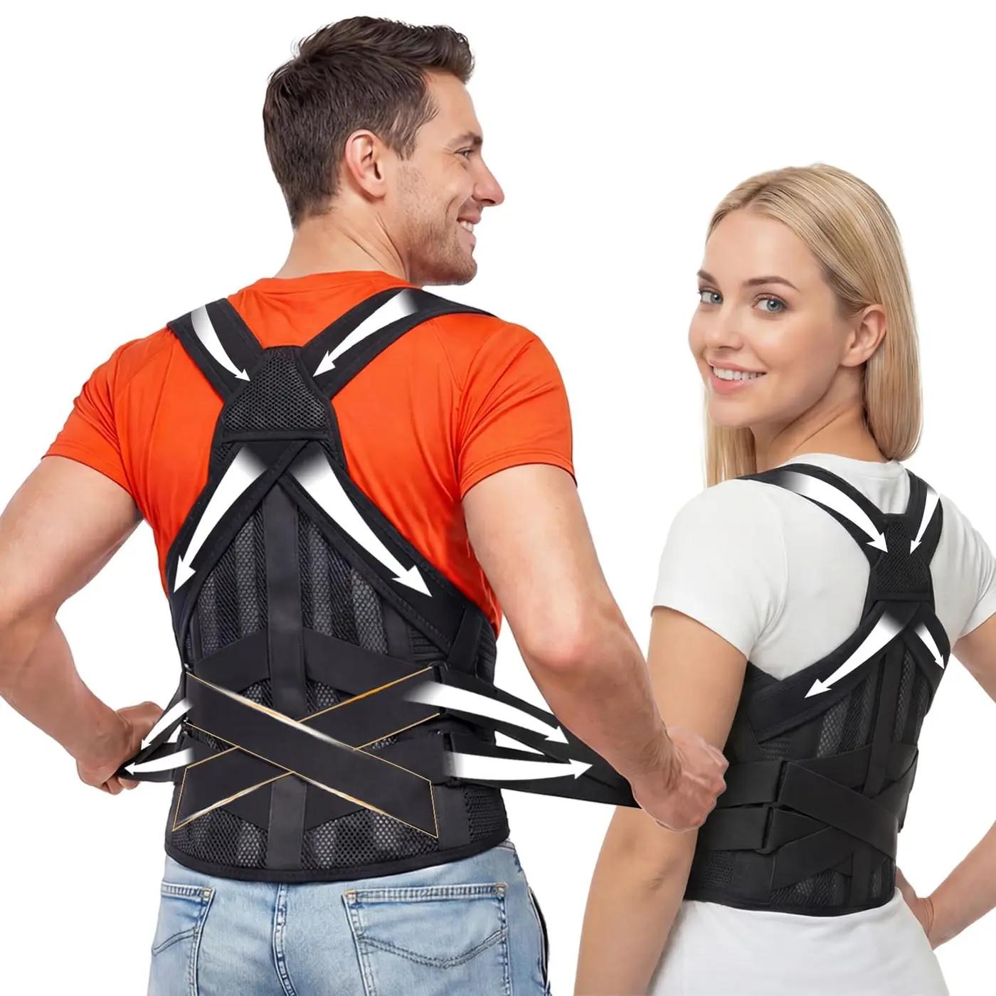 Posture Corrector for Women &amp; Men, Back Brace Advanced Full Back Support for Upper &amp; Lower Back Pain Relief, Spine, Neck, and Hump, X-Style Medical-Grade Lumbar Support System with Adjustable Shoulder Straightener and Breathable Design for Lo