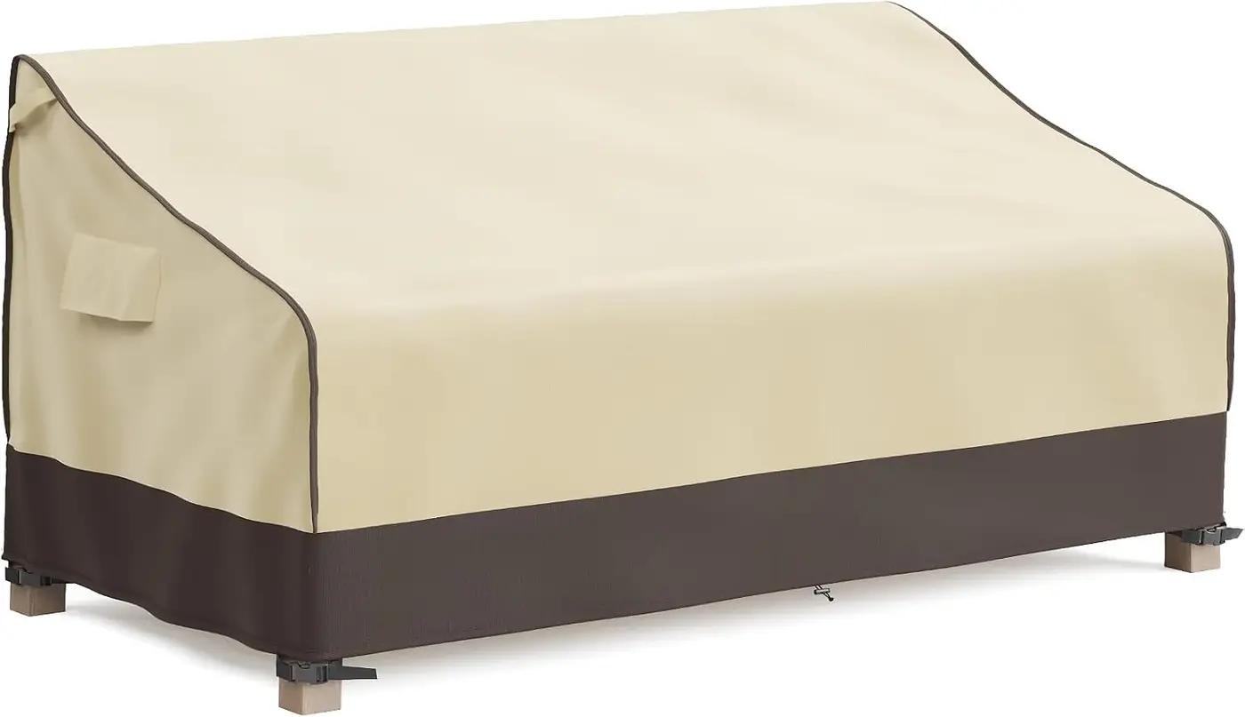 MR. COVER 3-Seater Outdoor Couch Cover Waterproof, 80 Inch Patio Furniture Covers Waterproof with All Weather Protection, Heavy Duty Outdoor Sofa Covers with Air Vent and Handles, Brown &amp; Khaki