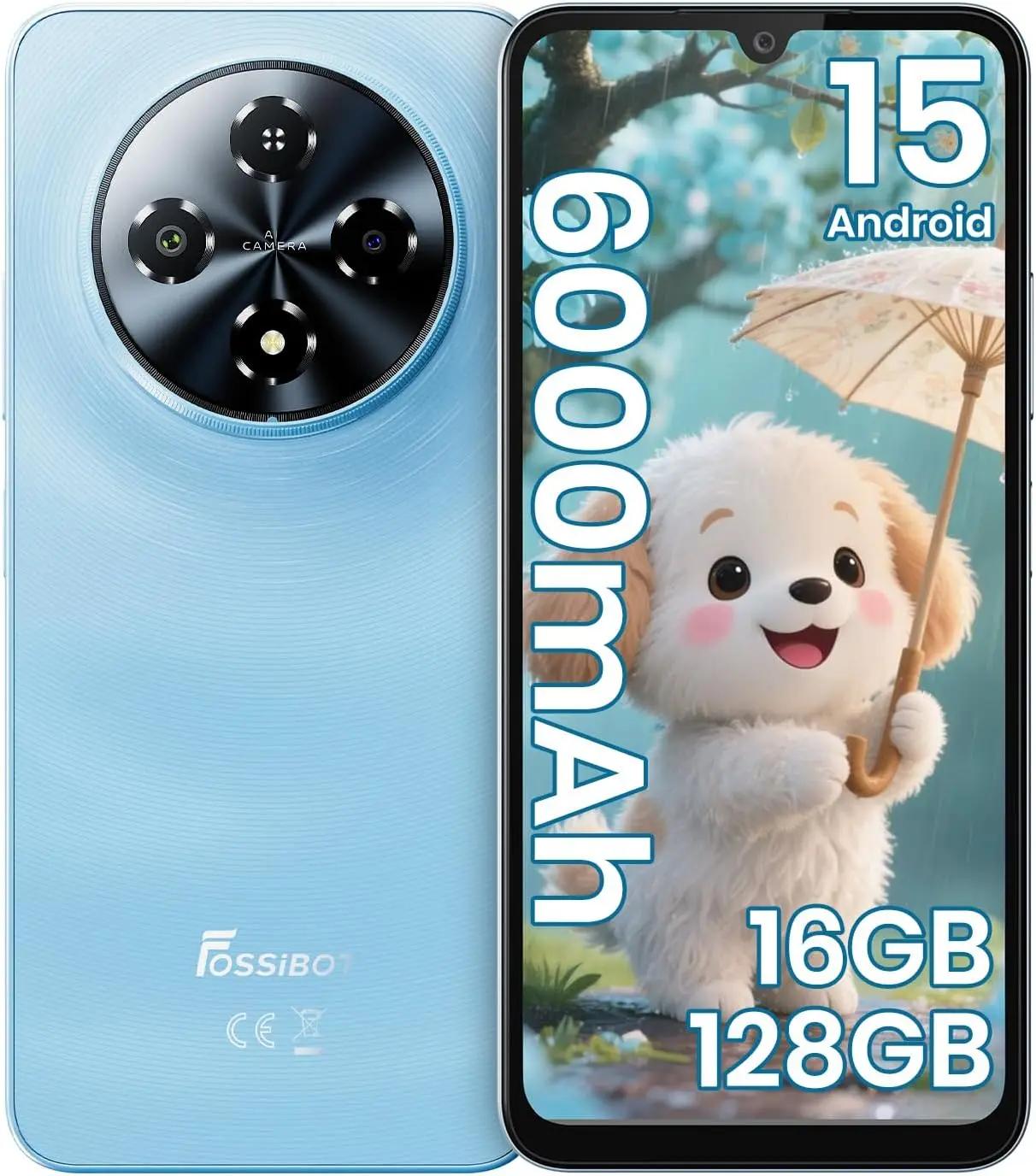 FOSSIBOT S5 Android 15 Cell Phone(2026), 16GB+128GB/2TB Unlocked Phone, 6.88" Display Smartphones, 6000mAh Battery 4G Dual Sim Mobile Phones, 13MP+8MP Camera, Gemini Al Octa-core Chipset/GPS/BT5.0