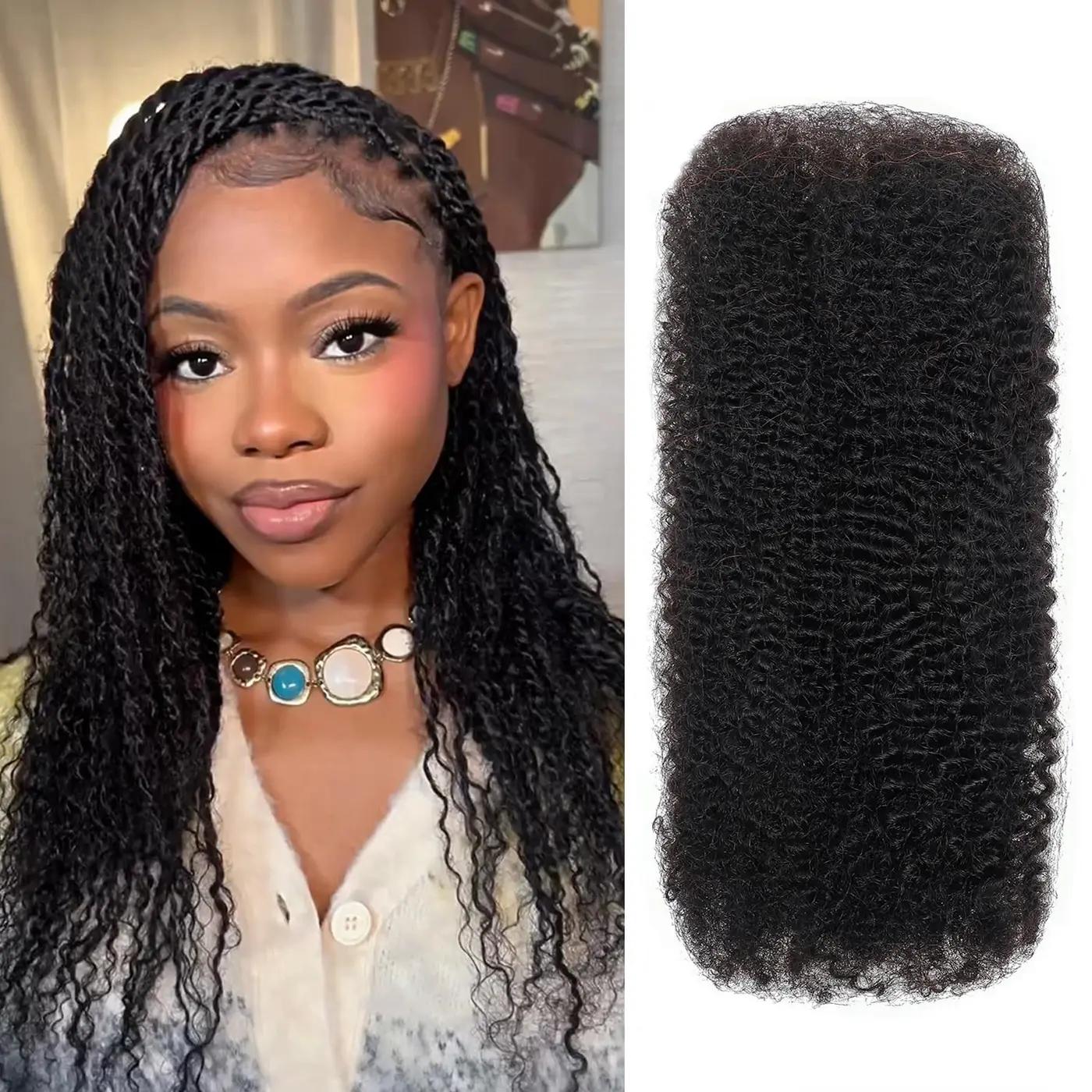 Beauty Youth Afro Kinkys Bulk Human Hair(18 Inch) 35g/Pack, Braiding Hair for Dreadlocks, Loc Repair, Twists, Dreadlock Extensions Black