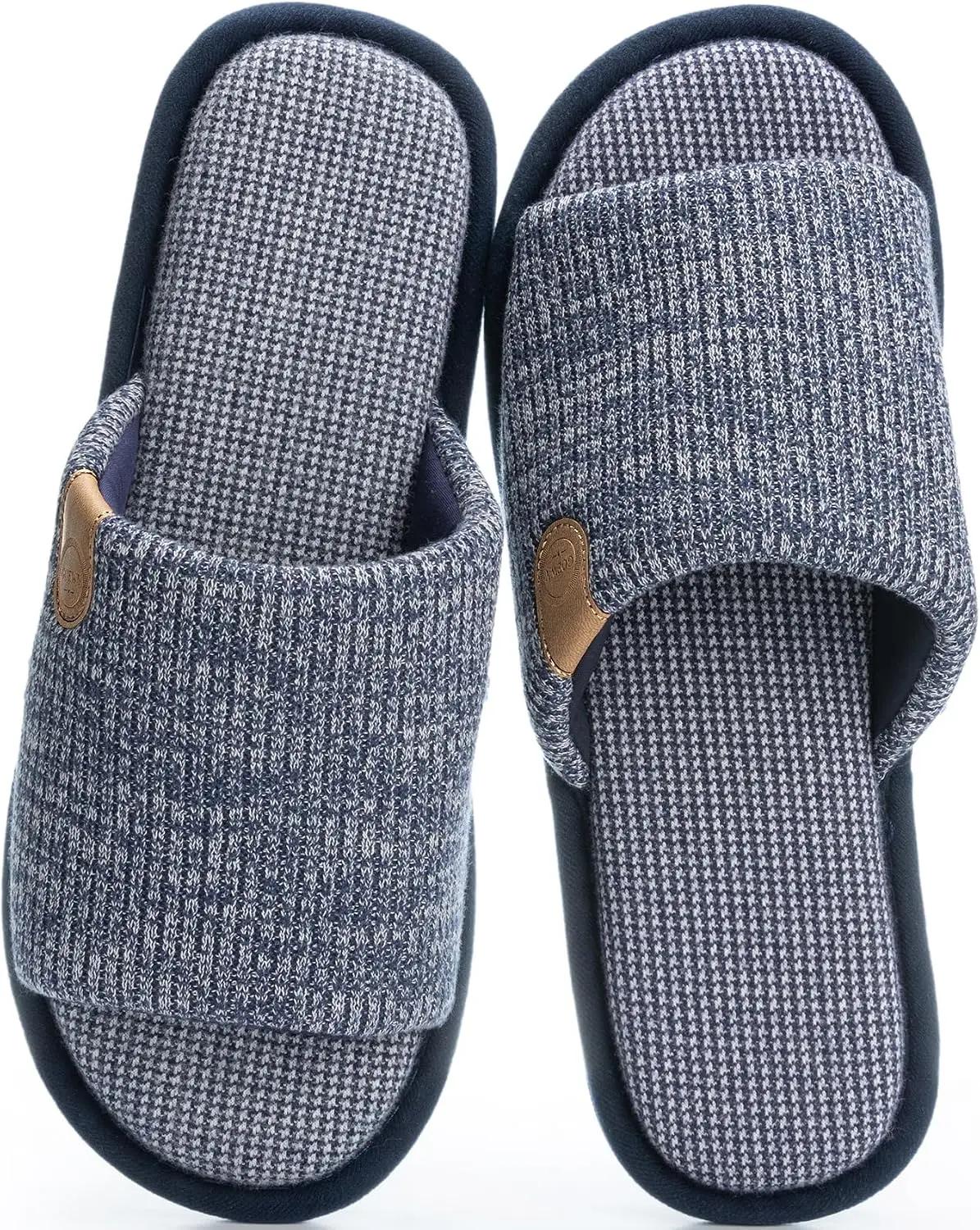 GOEWY Mens Cozy Memory Foam Slippers Indoor Outdoor Gifts for Men Slip On House Shoes Anti-skid Soft Open Toe Slippers