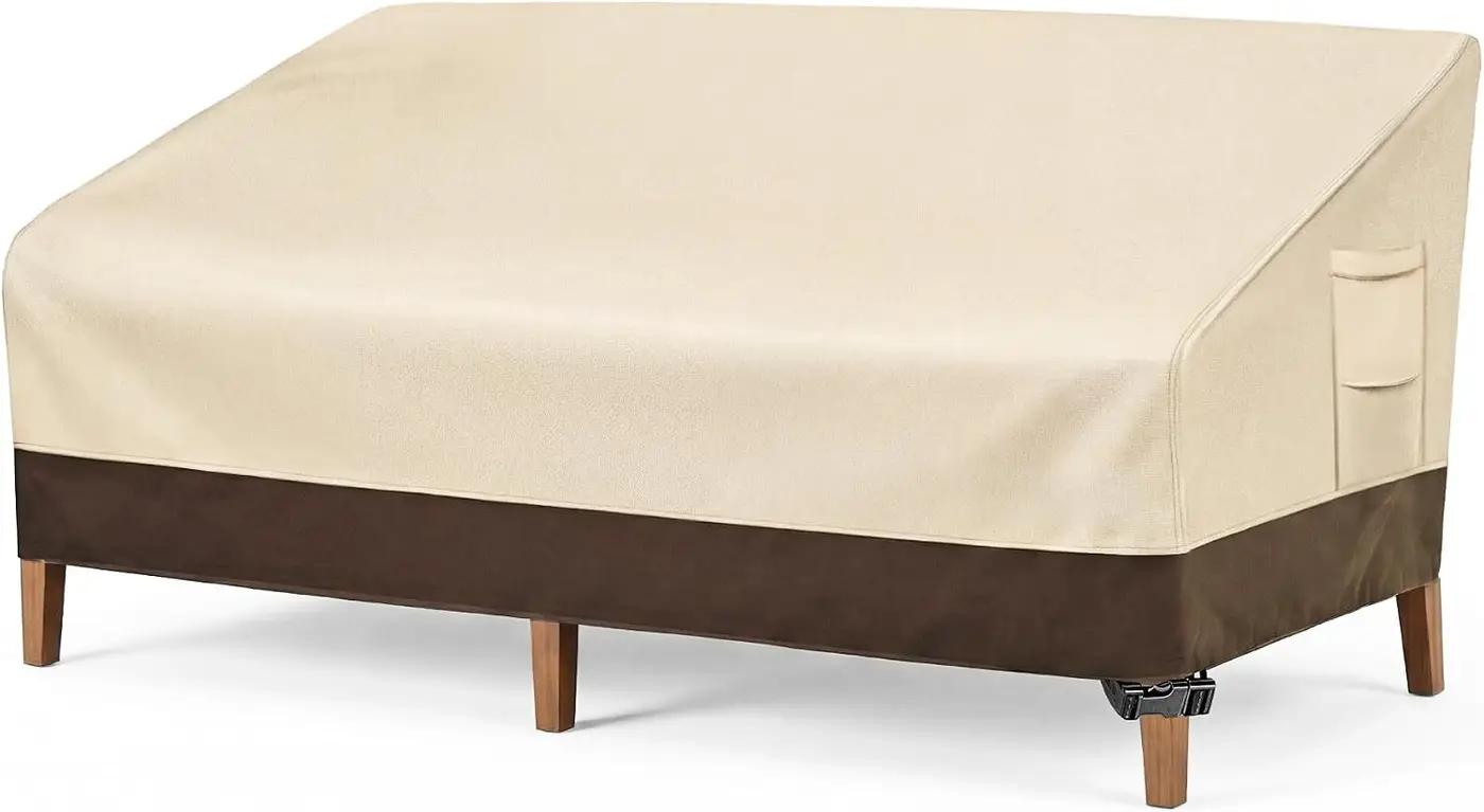 Vailge Heavy Duty Patio Sofa Cover, 100% Waterproof 3-Seater Outdoor Sofa Cover,Lawn Patio Furniture Covers with Air Vent and Handle,60"W x 35"D x 35" H,Beige&amp;Brown