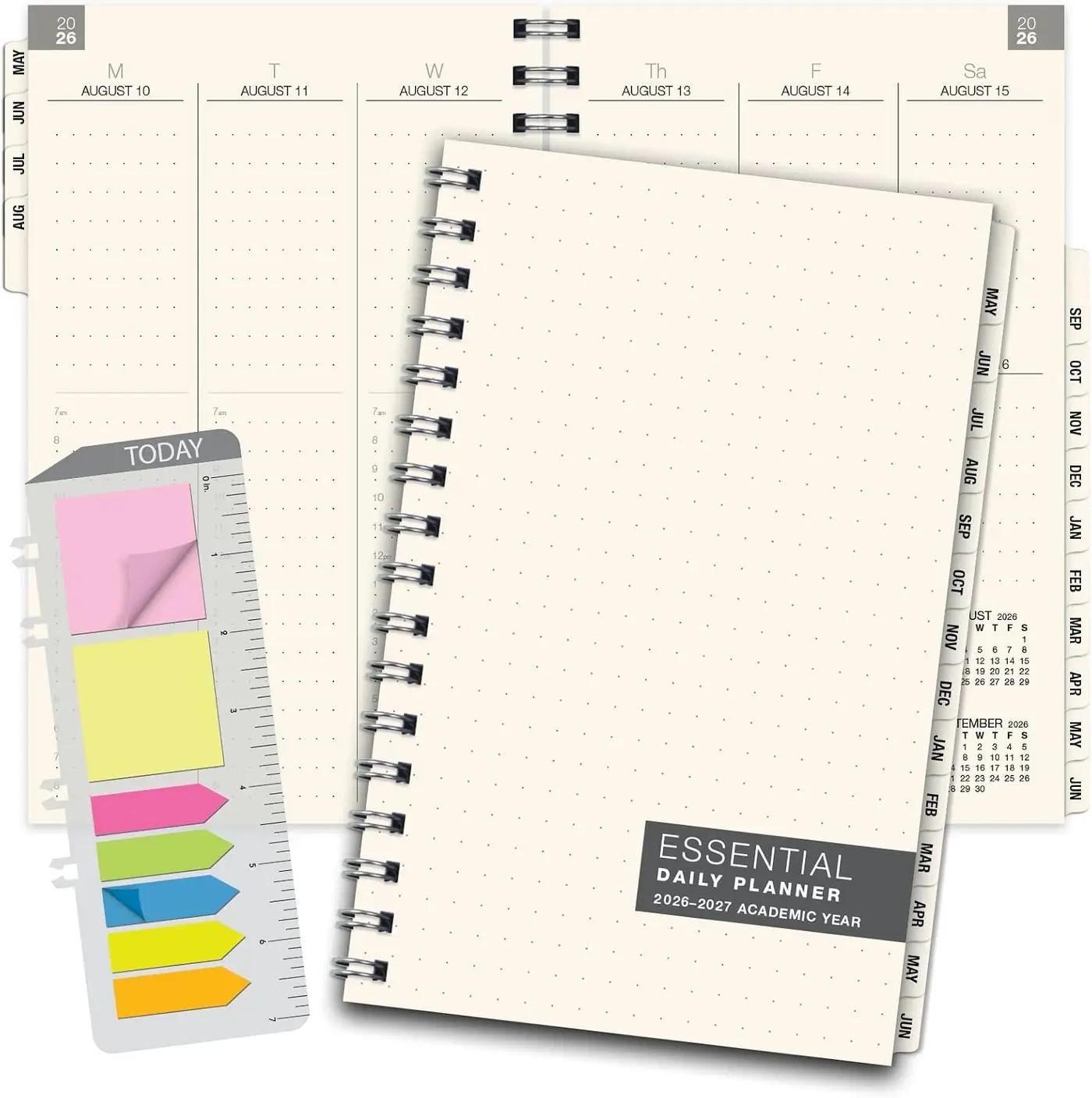 ESSENTIAL 2026-2027 Monthly &amp; Weekly Planner with Tabs, 5"x8": 14 Months (May 2026 - June 2027), Professional, Simple, Easy-to-Use Design and Frosted Poly Cover for Extra Protection (Frosted)