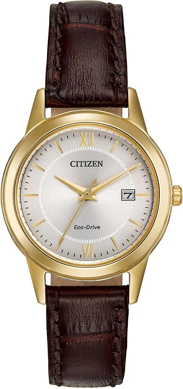 CITIZEN Ladies' Eco-Drive Classic Leather Strap Watch with 3-Hand Date Leather Working Group