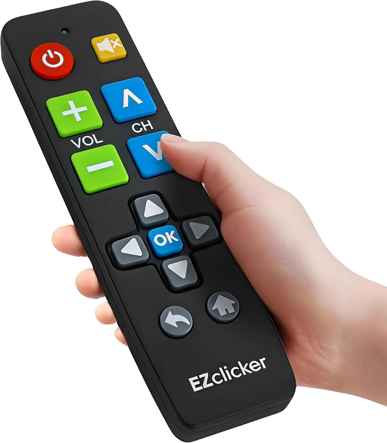 EZclicker Big Button Universal TV Remote (Black) Simple Easy to Use, Great for Seniors, Works with Major TV Brands (2xAAA Batteries Not Included)
