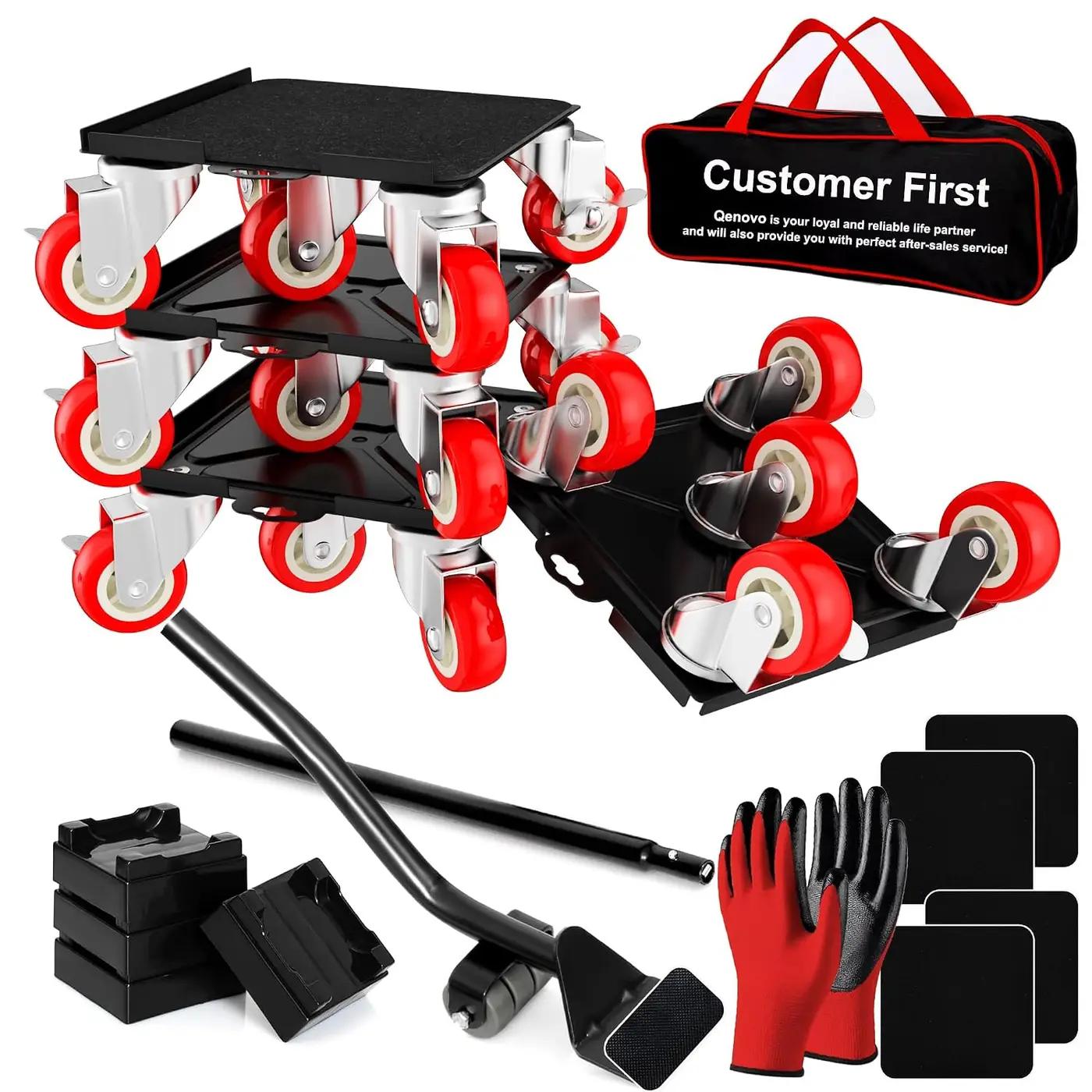 Furniture Dolly Set 5 Wheels Heavy Duty, Furniture Movers with Silent Rubber Wheels, 360° Rotation with Brake, 1400Lbs Load Capacity, Furniture Lifter for Easy Moving Large Furniture.