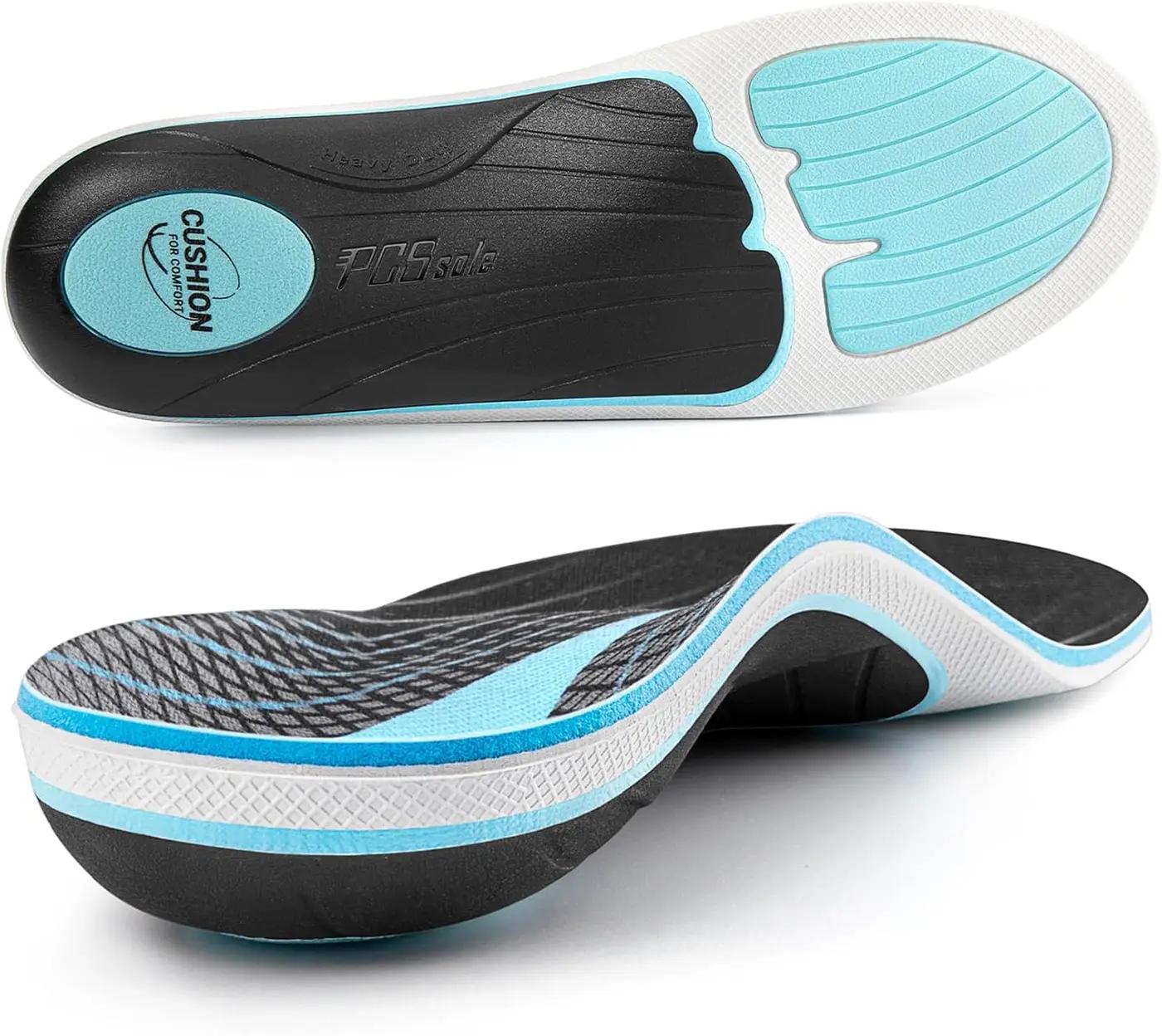 PCSsole Plantar Fasciitis Insoles Men Women- 220+lbs Heavy Duty High Arch Support Inserts with Comfort Cushion Orthotic Pain Relief Insoles for Flat Feet - Arch Pain - Heel Pain -Work Boot Shoe Insole Recycled Claim Standard 100