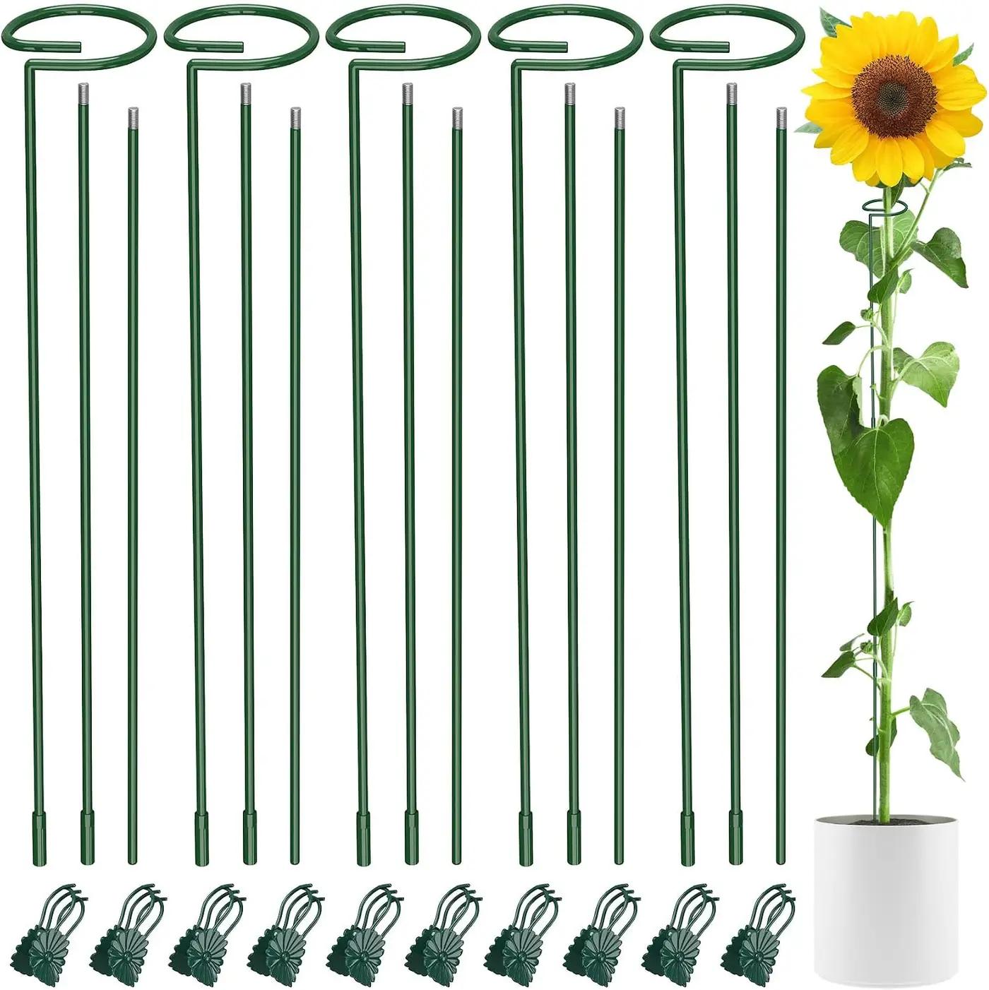 Unves 36 Inch Plant Stakes Tall, 5 Set Plant Support Stakes for Indoor or Outdoor, Three Sizes(12 or 24 or 36 Inch) Garden Plants Cages Support Rings for Flowers Tomato Amaryllis Lily Peony Rose