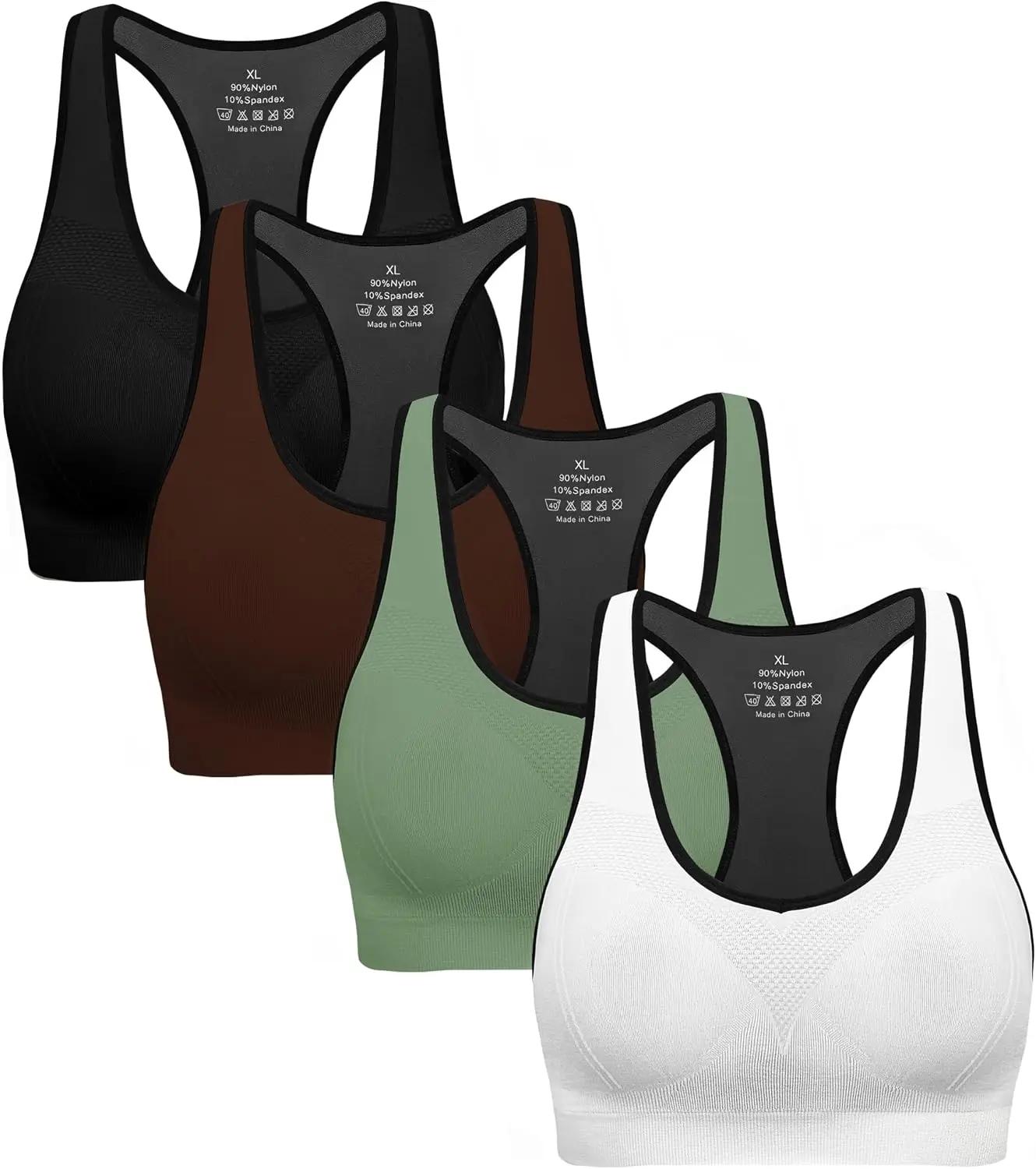 BHRIWRPY Racerback Sports Bras for Women with Pads - High Impact…