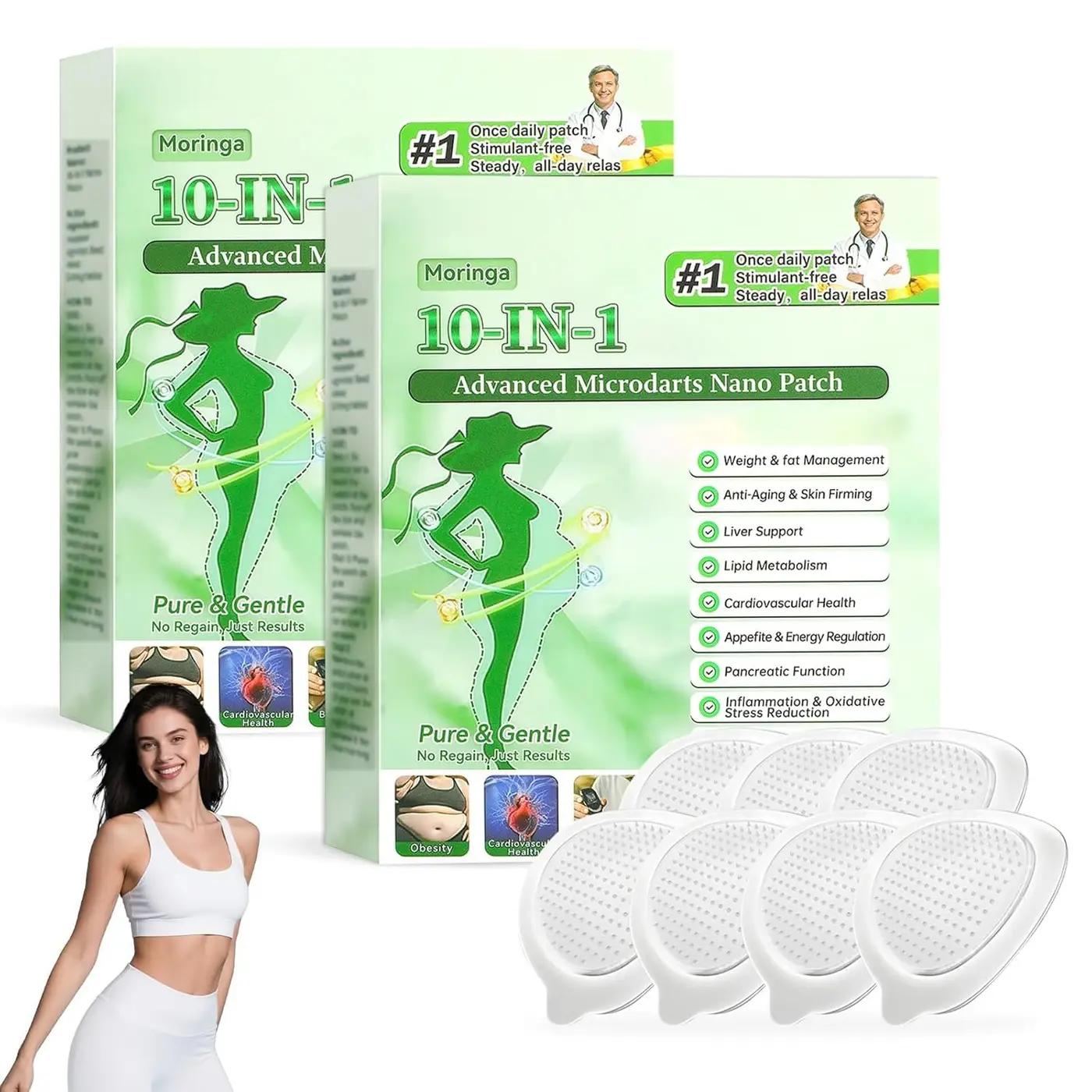 New Moringa 10-in-1 Nano Microdarts Patch, 2026 Advanced Moringa Patches, Natural Skin Care Patchs for Women and Men, Firming Skin, Gentle Formula for All Skin