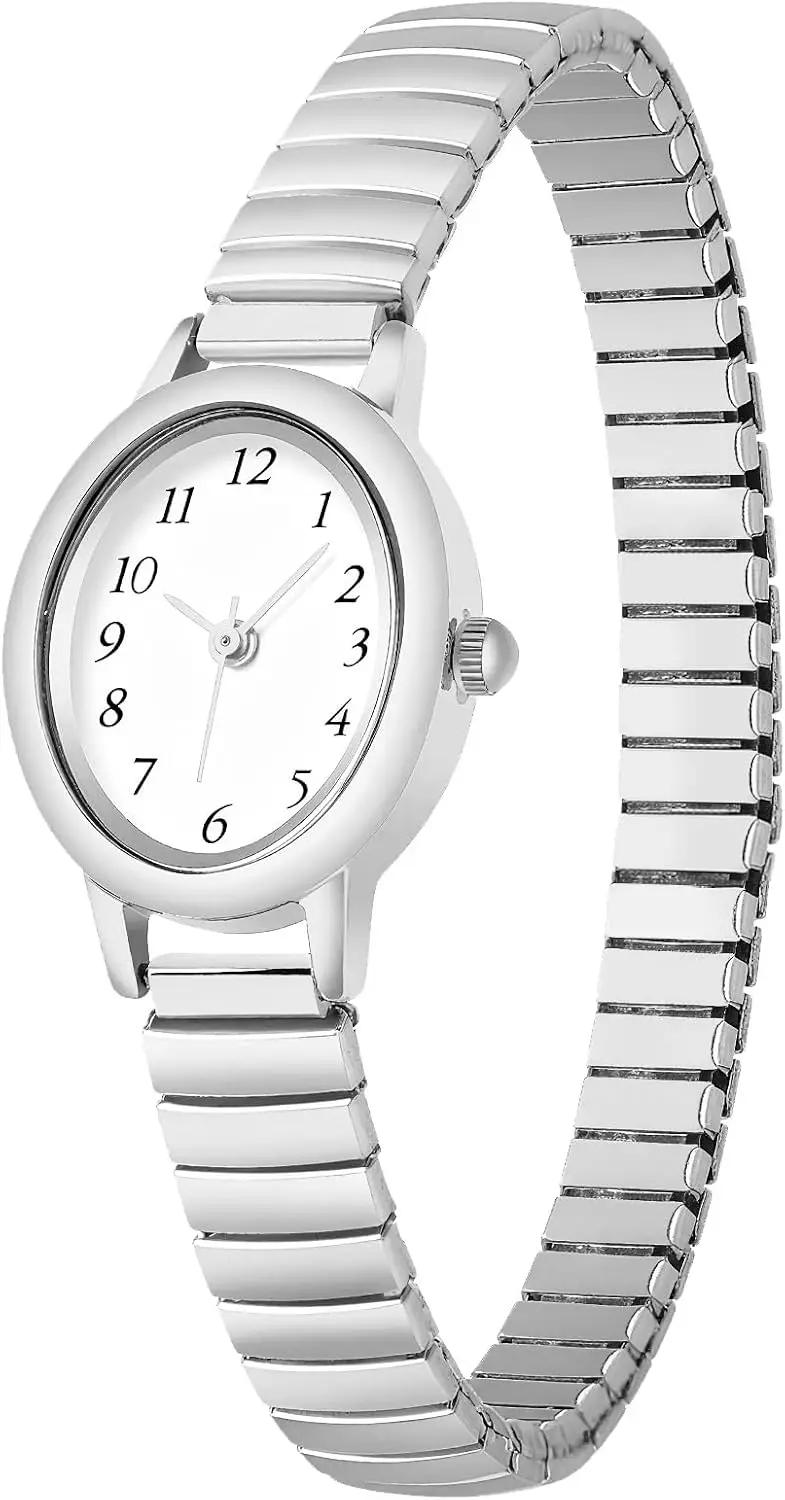 LAIMAI Small Gold Watches for Women Stainless Steel Expansion Band,Analog Womens Watch with Daily Waterproof