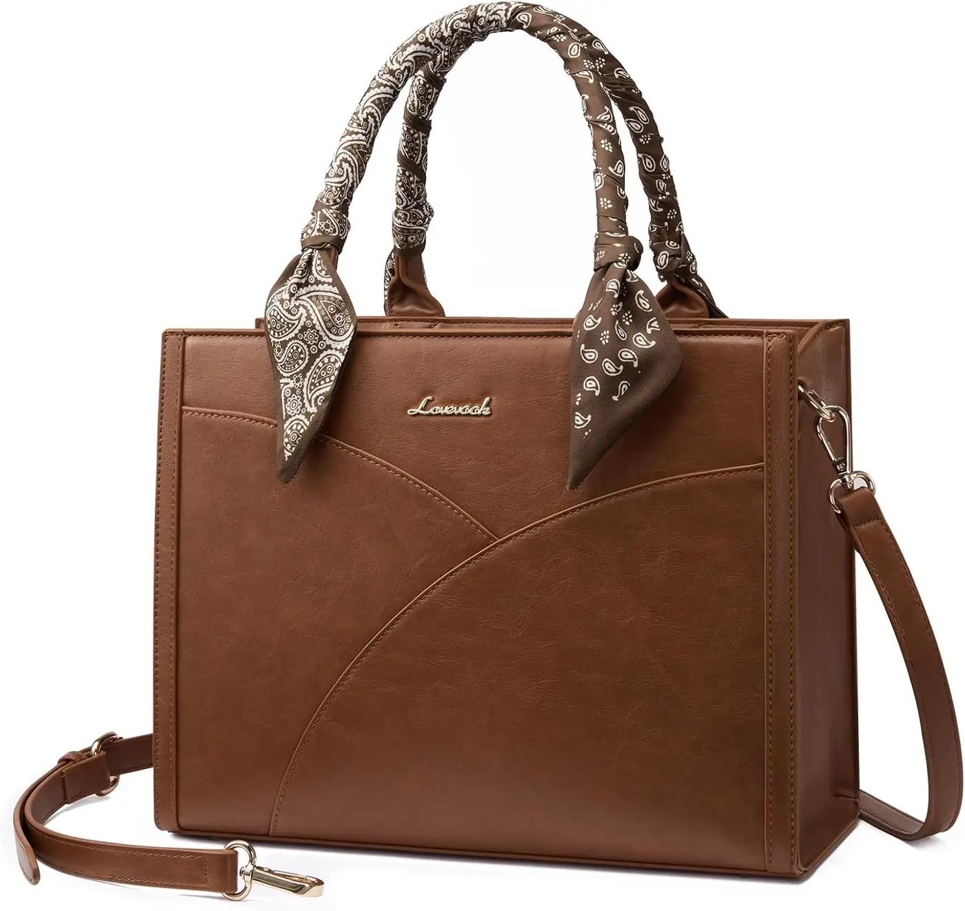 LOVEVOOK Purses and Handbag for Women, Waterproof PU Leather Tote Purse with Scarf, Satchel Top Handle Bags with Strap