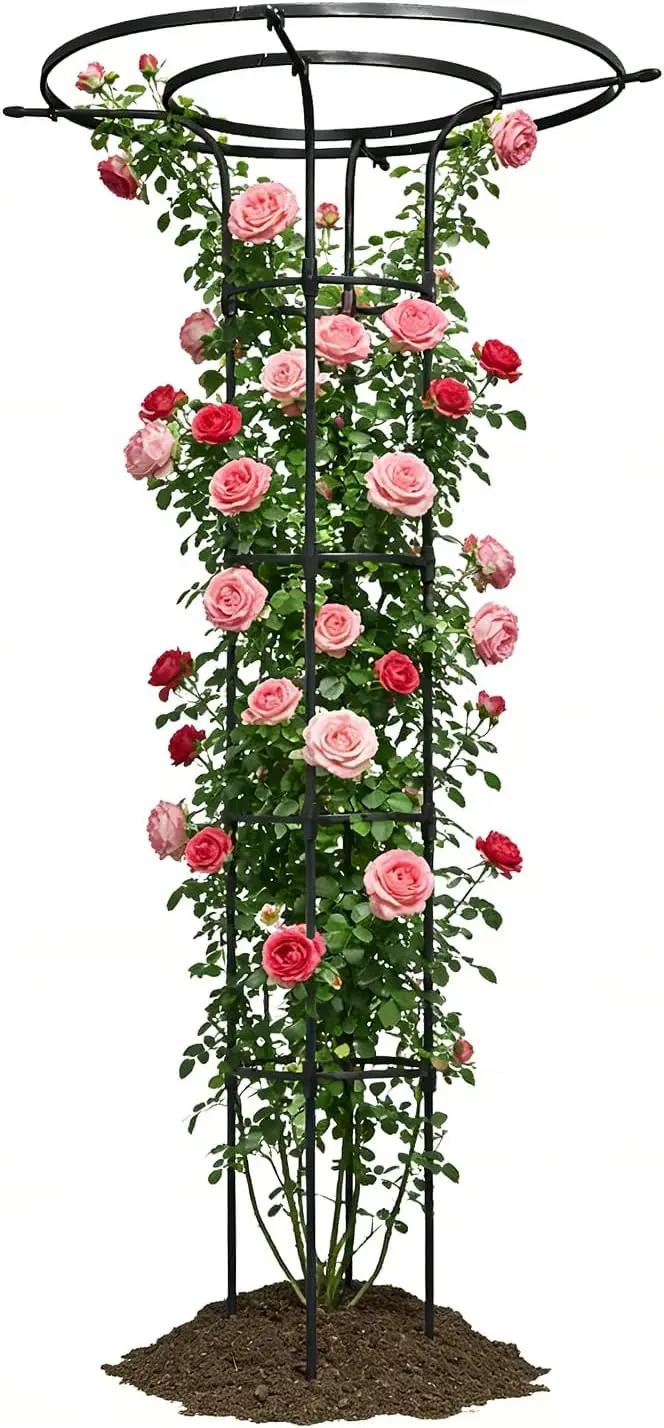 Garden Trellis for Climbing Plants Outdoor,70.9 Inch Mushroom Top Trellis, Height Adjustable Thick Twisted Metal Pipe, Plant Support for Potted Plants Vine Rose Clematis Vegetables