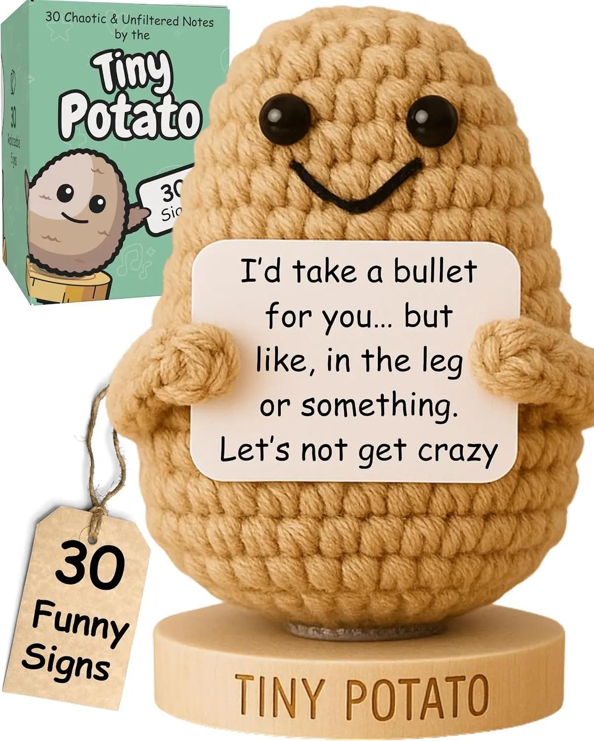 Got you a little something Funny Friendship Gift - Tiny Potato with 30 Sassy Messages for Women Friends Bestie BFF Coworkers - Best Friend Birthday Gifts for Women Sister | Positive Crochet Unique Present Idea for Mothers Day