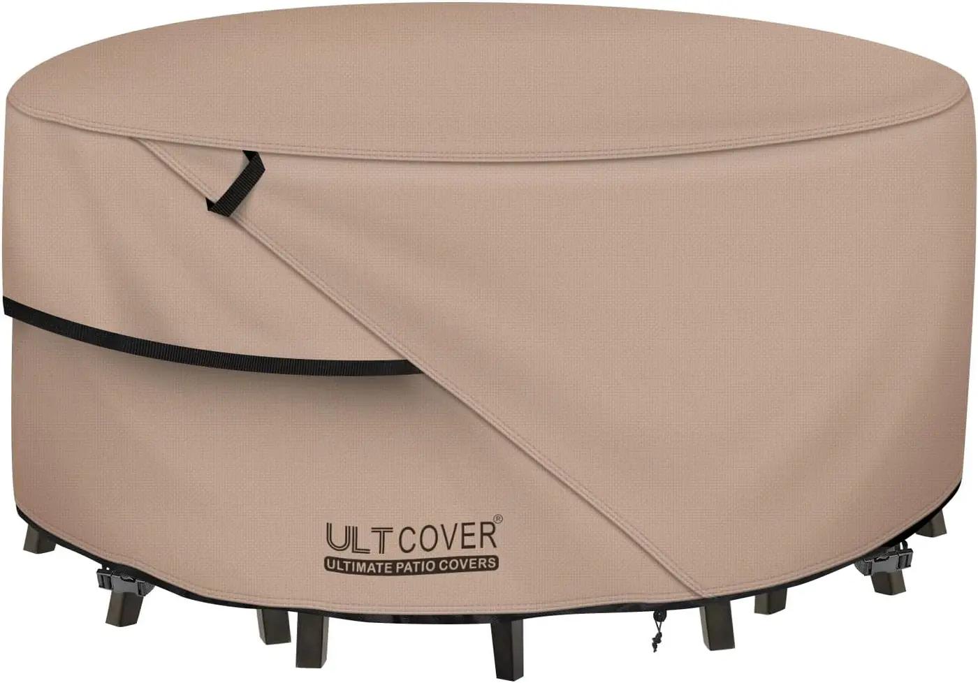 ULTCOVER Round Patio Furniture Cover - Outdoor Waterproof Table with Chair Set Cover 92 inch