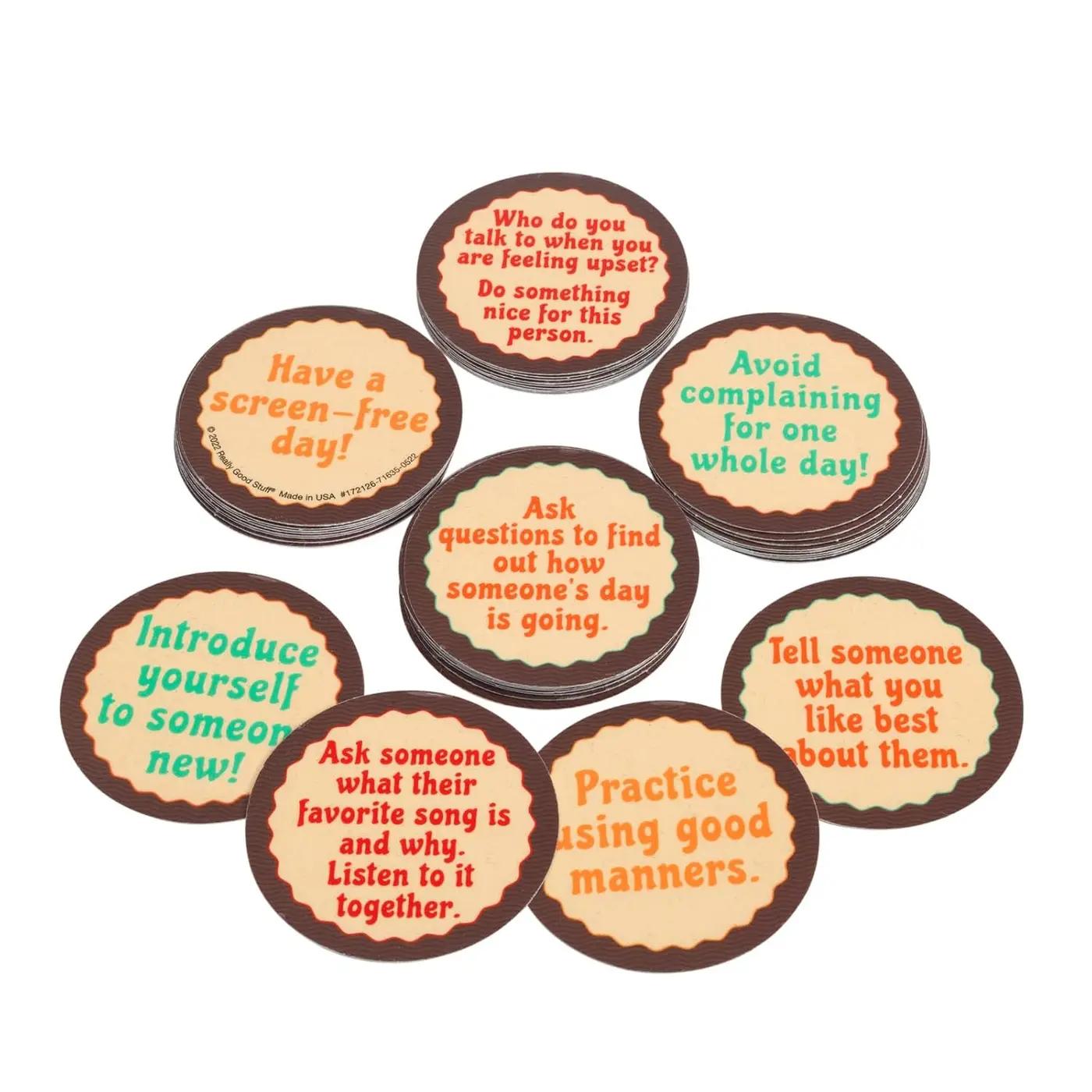 Really Good Stuff Classroom Social Interaction Chips – Set of 40 – Practice Social Skills &amp; Communication with Others –Encourage Confidence – Social-Emotional Learning – SEL for the Home and Classroom