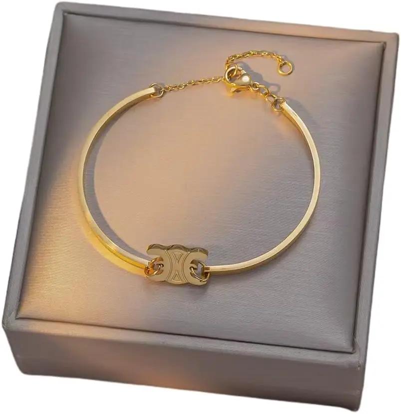 New European American Style Titanium Steel Bracelet Women Fashionable Versatile Light Luxury Jewelry Colorfast