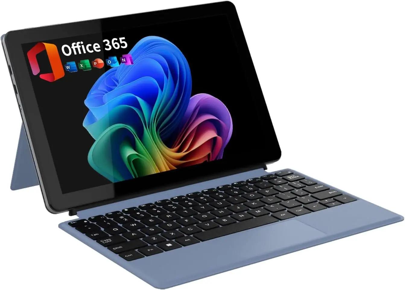 2-in-1 Laptop/Tablet (2026), Windows 11 PC with Magnetic Keyboard, 1-Year Office 365, 10.1" FHD IPS Touchscreen, 8GB RAM 256GB SSD, 6500Y Processor, USB-C, 2 Stereo Speakers for Home Office Students
