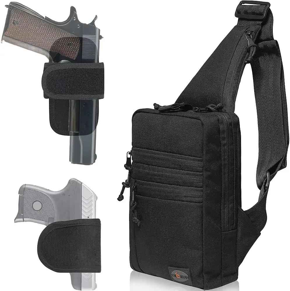 TECEUM Tactical Compact Sling Bag – CCW for Everyday – 10+ Styles – Shoulder EDC Crossbody Bag for Concealed Carry of Handgun