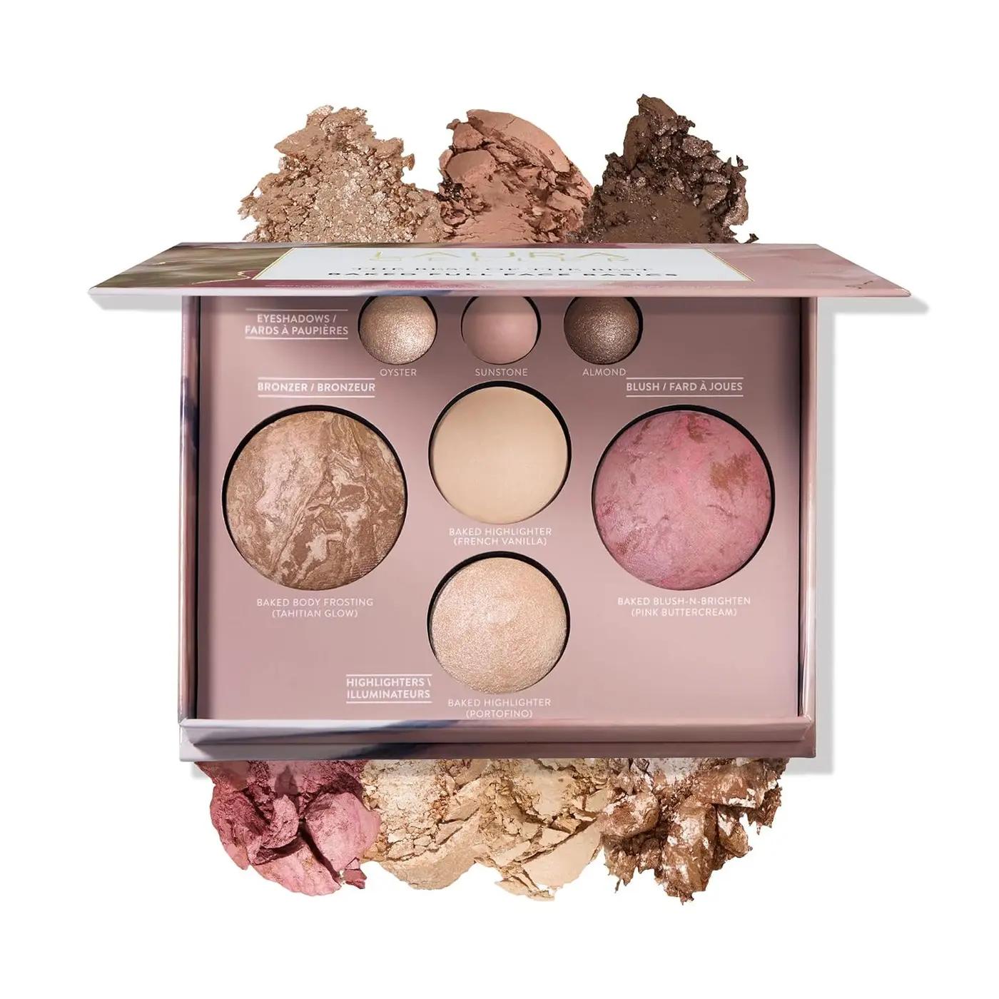 LAURA GELLER NEW YORK Best of the Best Baked Palette – 7-in-1 Full Face Palette – Bronzer, Blush, 2 Highlighters &amp; 3 Eyeshadows – Crease-Proof, Handmade in Italy – Travel-Friendly