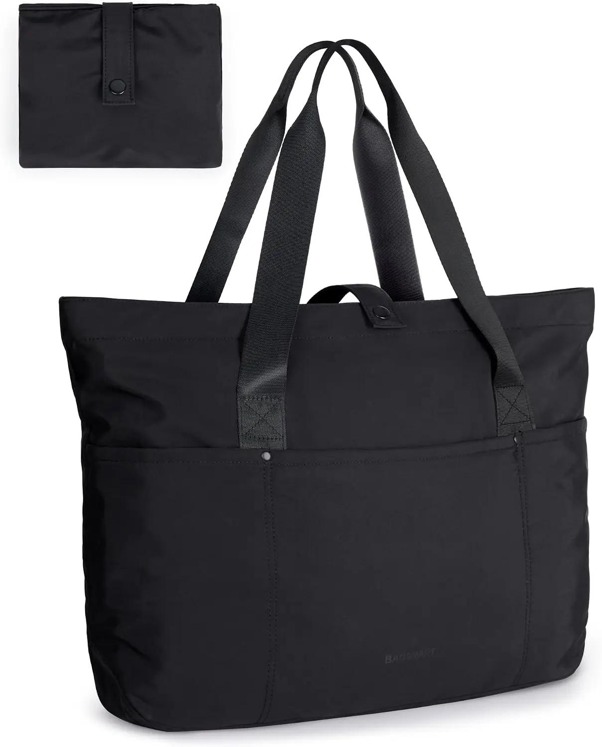 BAGSMART Tote Bag for Women, Foldable Tote Bag With Zipper Travel Large Shoulder Bag Handbag for Work
