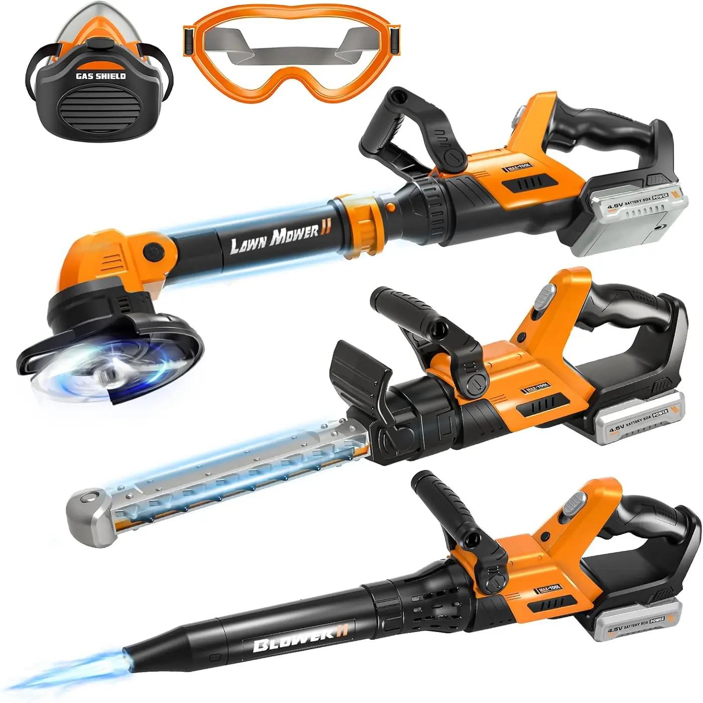 Kids Tool Set, 3 in 1 Kids Power Garden Tools with Sounds &amp; Lights, Toy Weed Wacker, Toy Leaf Blower and Hedge Trimmer, Outdoor Toys, Toy Tools, Christmas Birthday Gifts for Boys 3 4 5 6 7 8 Year Old
