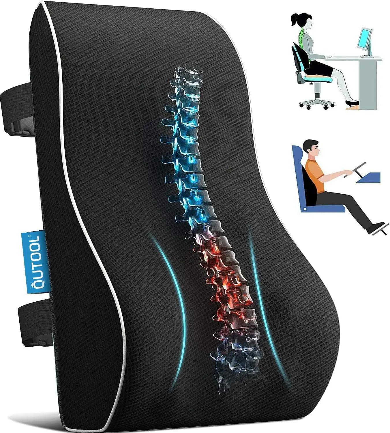 Lumbar Support Pillow for Office Chair, Office Home Essentials,Gifts for Mom,Dad, Back Support Pillow for Car, Chair Cushions,Back Pain Relief Improve Posture,Mesh Cover Double Adjustable Straps OEKO-TEX STANDARD 100