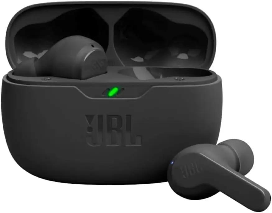 JBL Vibe Beam - True Wireless JBL Deep Bass Sound Earbuds, Bluetooth 5.2, Water &amp; Dust Resistant, Hands-Free Call with VoiceAware, Up to 32 Hours of Battery Life (Black)