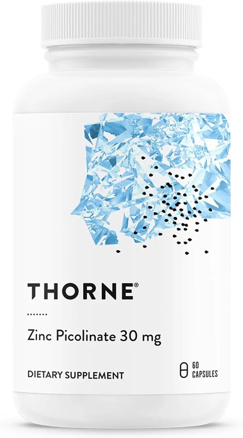 THORNE - Zinc Picolinate 30 mg - Well-Absorbed Zinc Supplement for Growth and Immune Function - Promotes Healthy Skin &amp; Eyes* - Third-Party Certified - Gluten, Dairy &amp; Soy-Free - 60 Capsules