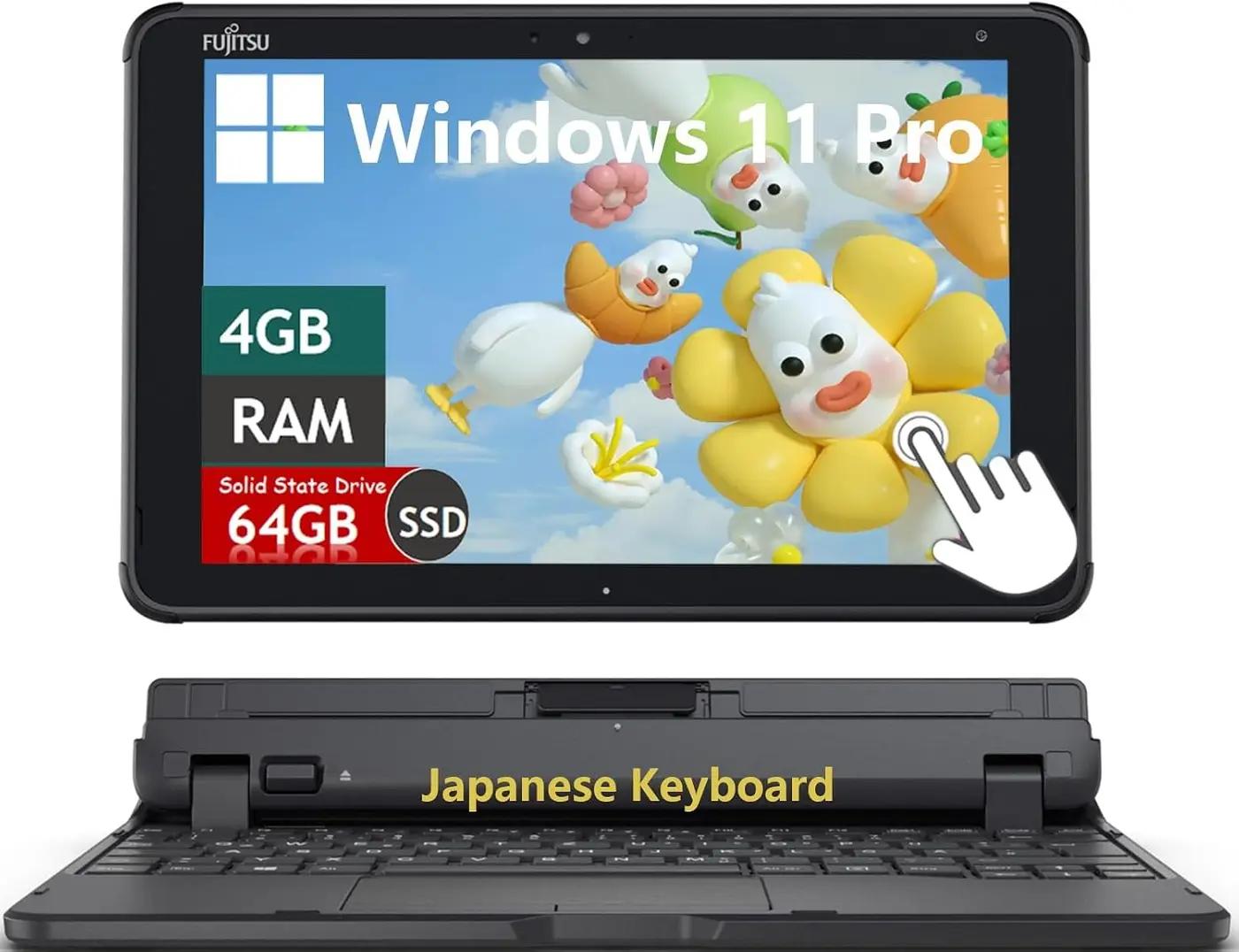 Fujitsu Stylistic Q5010 Touchscreen Tablet PC, 10.1" WUXGA(1920x1200) Display, Celeron N4020 Processer(1.1 GHz-2.8 GHz), 4GB RAM, 64GB SSD, IPS, Japanese Keyboard, Windows 11 Pro (Renewed)