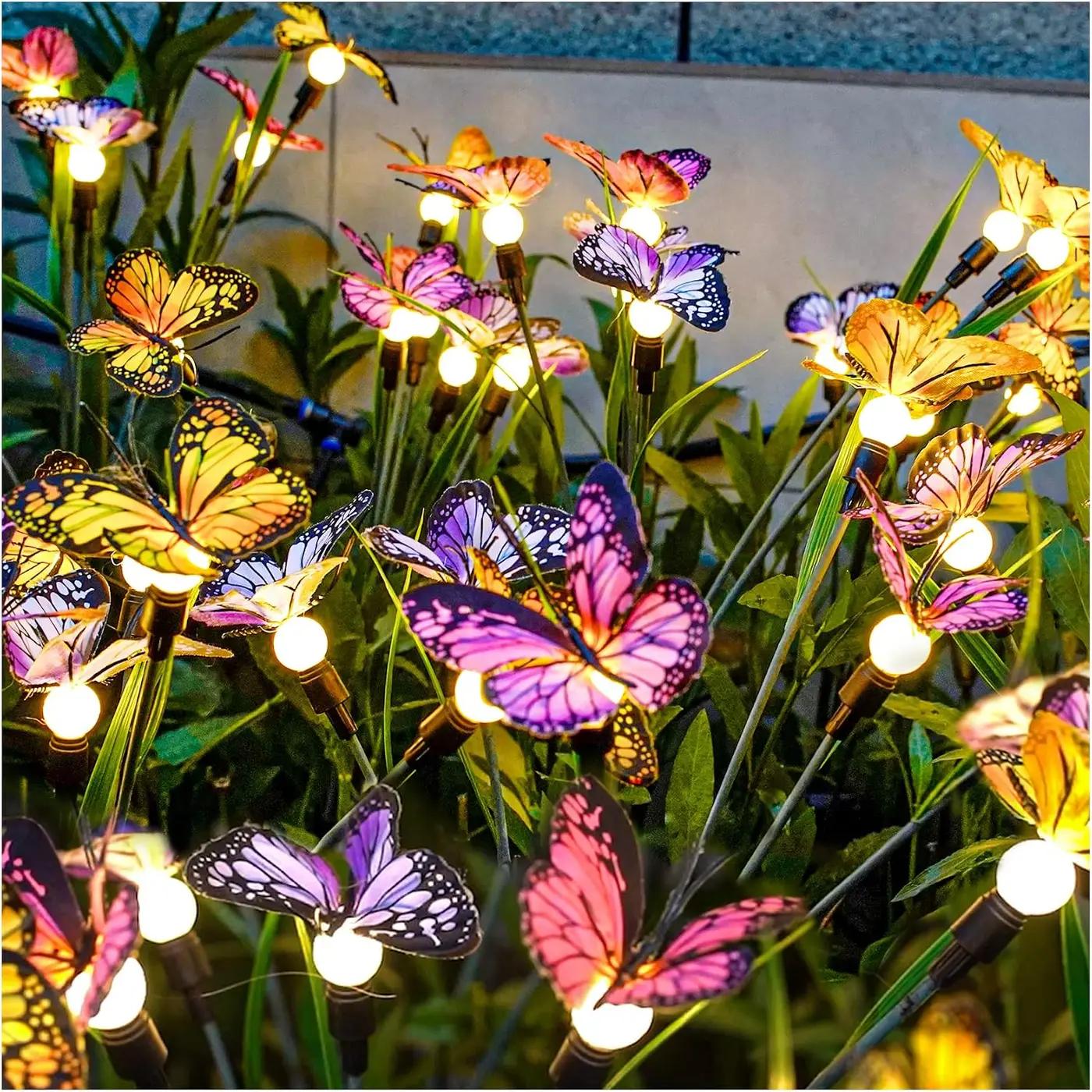 TONULAX Solar Garden Lights - 2 Pack Swaying Butterfly Light, Swaying in The Wind, Solar Outdoor Lights, Yard Patio Pathway Decoration, High Flexibility Iron Wire &amp; Realistic Butterflies (2 Pack) Global Recycled Standard