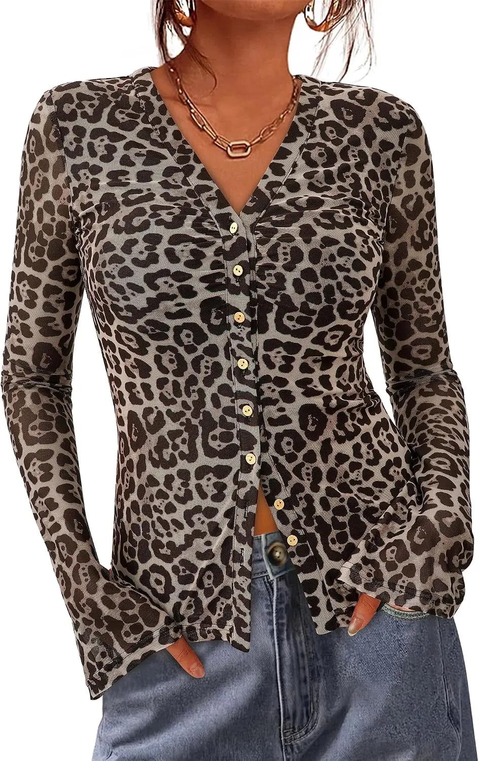 BTFBM Button Down Shirts for Women 2026 Spring Boho Tops V Neck Long Sleeve Blouses Ruched Mesh Fitted Fashion Clothing OEKO-TEX STANDARD 100