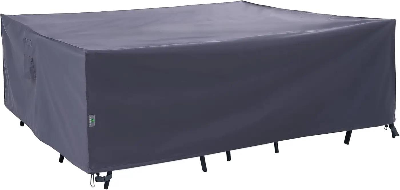 F&amp;J Outdoors Heavy Duty Waterproof Anti-UV Rip-stop Fabric Extra Large Patio Furniture Covers, Grey, 180"x96"x36"