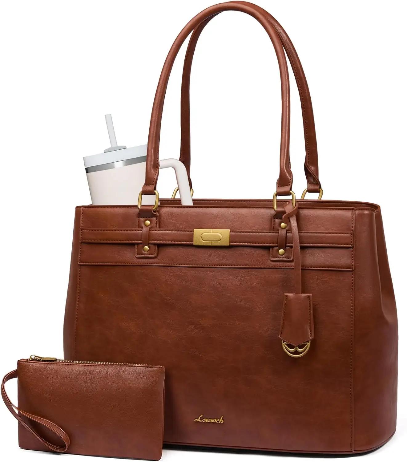 LOVEVOOK LOVEVOOK Laptop Tote Bag for Women, 15.6 Inch Waterproof Leather Work Computer Bag, Large Business Office Briefcase Shoulder Handbag Purse Gifts for Women