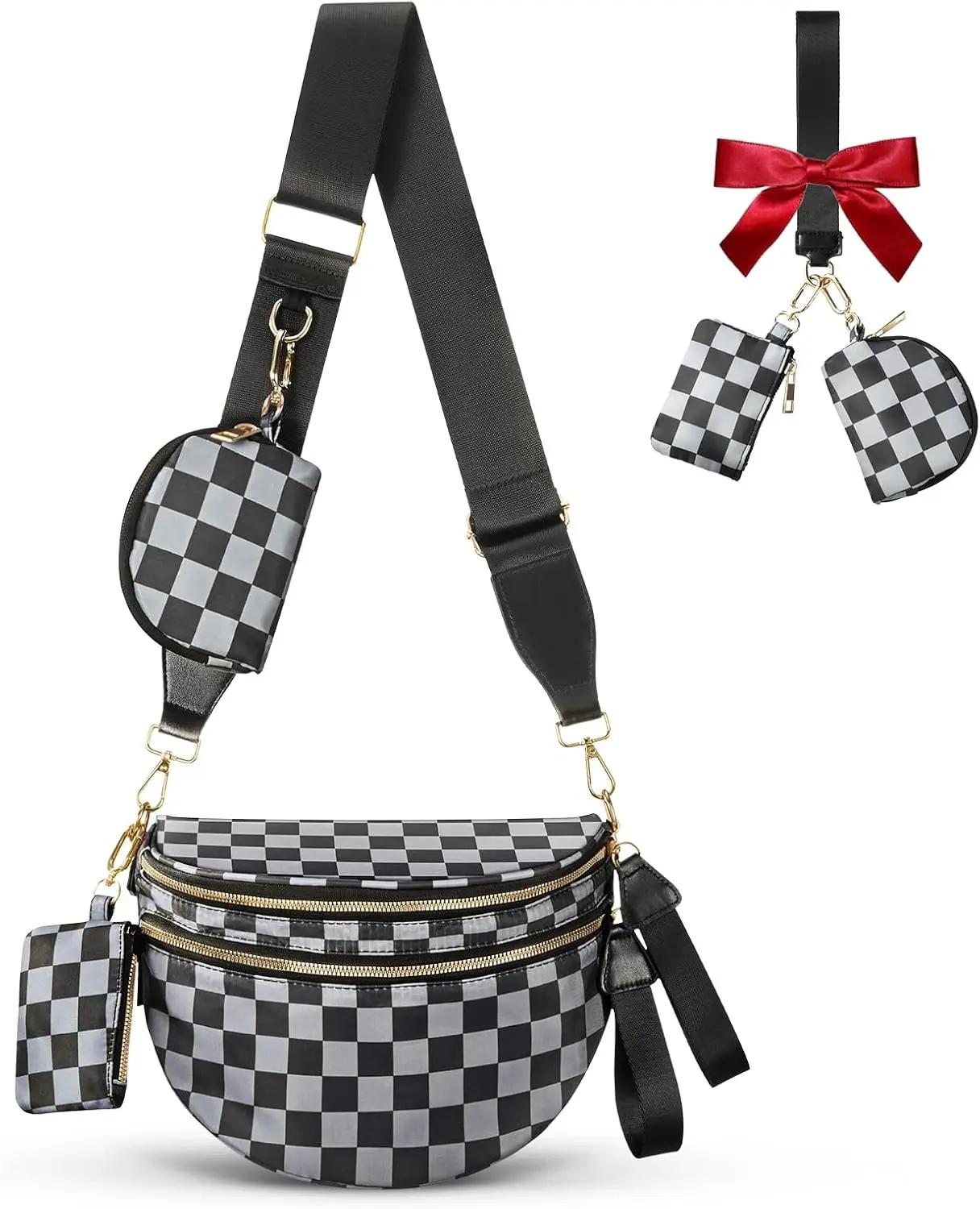RSOTC Cross Body Bag for Women Bum Bag Checkered Belt Bags Fanny Packs…