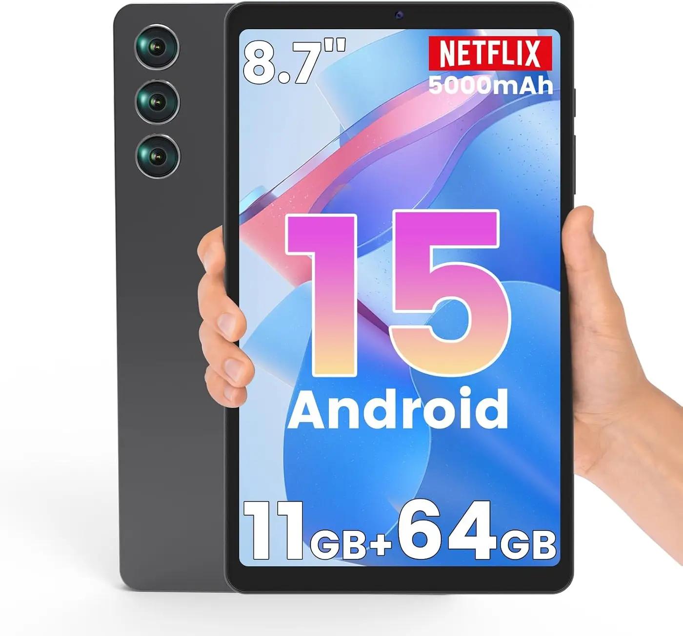 Mini Tablet 8.7 inch, Android Tablet with 5000mAh, Wi-Fi 6 &amp; BT5.0, Tablets 11GB RAM &amp; 64GB ROM 1TB Expandable, Tablet Computer with IPS HD Display, Support GPS, GMS, Widevine L1, Parent Control