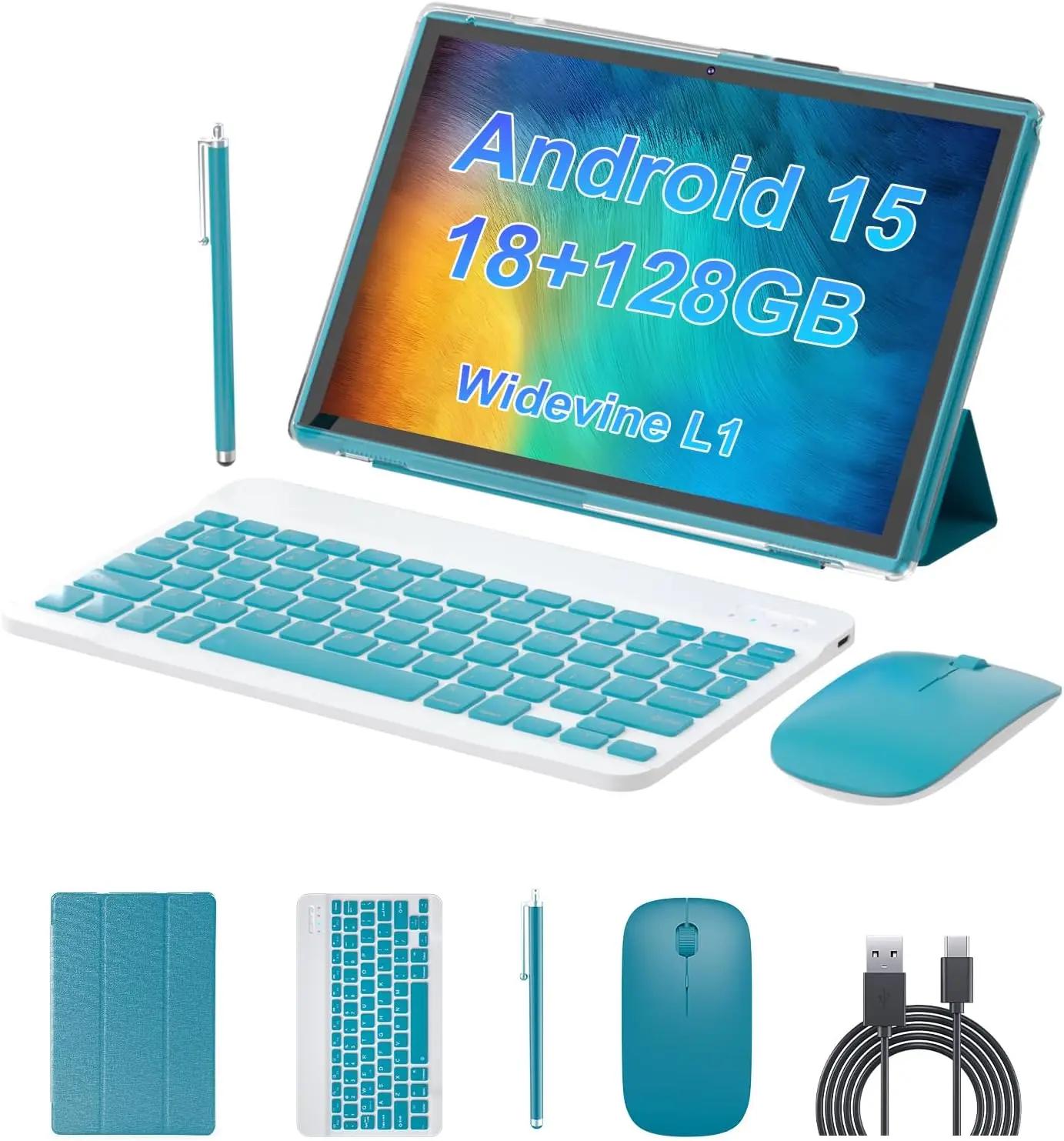 Android 15 Tablet 10 inch Tablet 2 IN 1 Tablets with Keyboard Mouse Case Stylus 18GB RAM 128GB ROM 2TB Expand, Android 15 Tableta 10.1" IPS 6000mAh Battery Bluetooth Dual Camera 5G WiFi-6 Tablets.