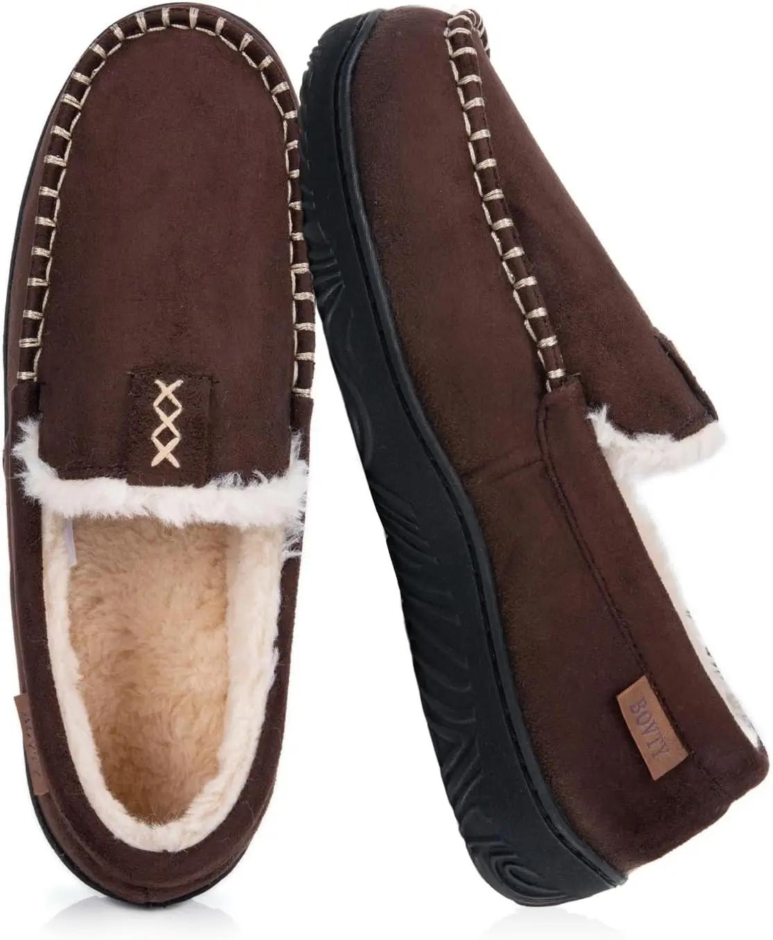Men's Moccasin House Slippers - Memory Foam Indoor Outdoor Shoes Warm…