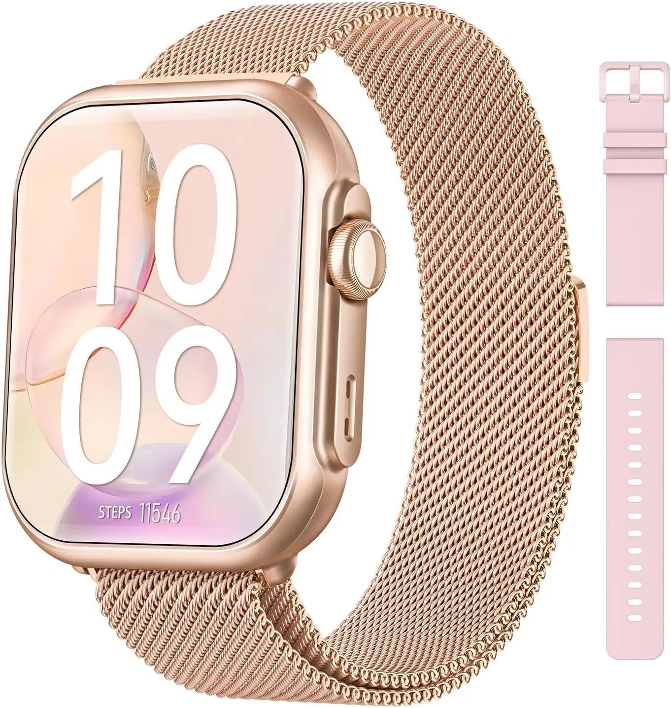 RUXINGX Smart Watch for Women Men Fitness: Smart Watch for iPhone&amp;Android Bluetooth Call with SpO2 Sleep Heart Rate Monitor,IP68,Fitness Tracker with 120+Sport,Reloj Inteligente 30 Day+Battery Life, 2 Bands