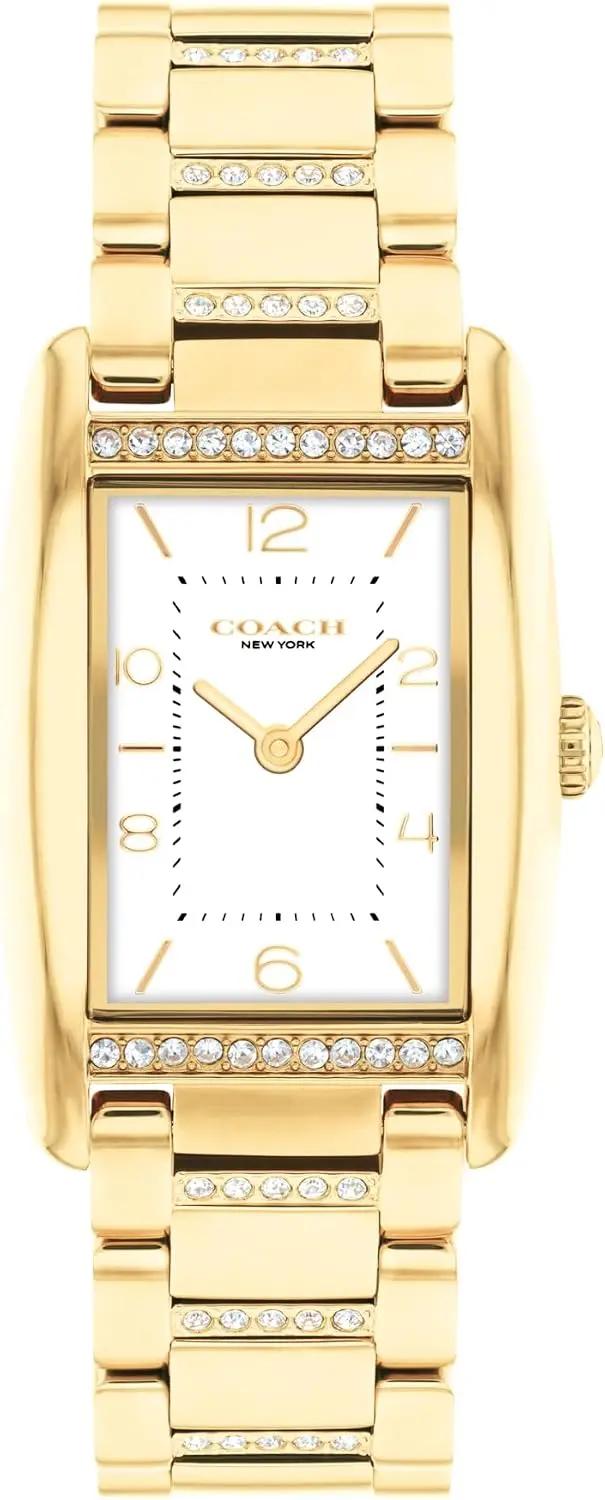 Coach Reese Women's Watch - 2H Quartz Tank Watch with Crystal-Set Link Bracelet - Water Resistant 3 ATM/30 Meters - Gift for Her - Premium Fashion Timepiece for Every Occasion - 24mm